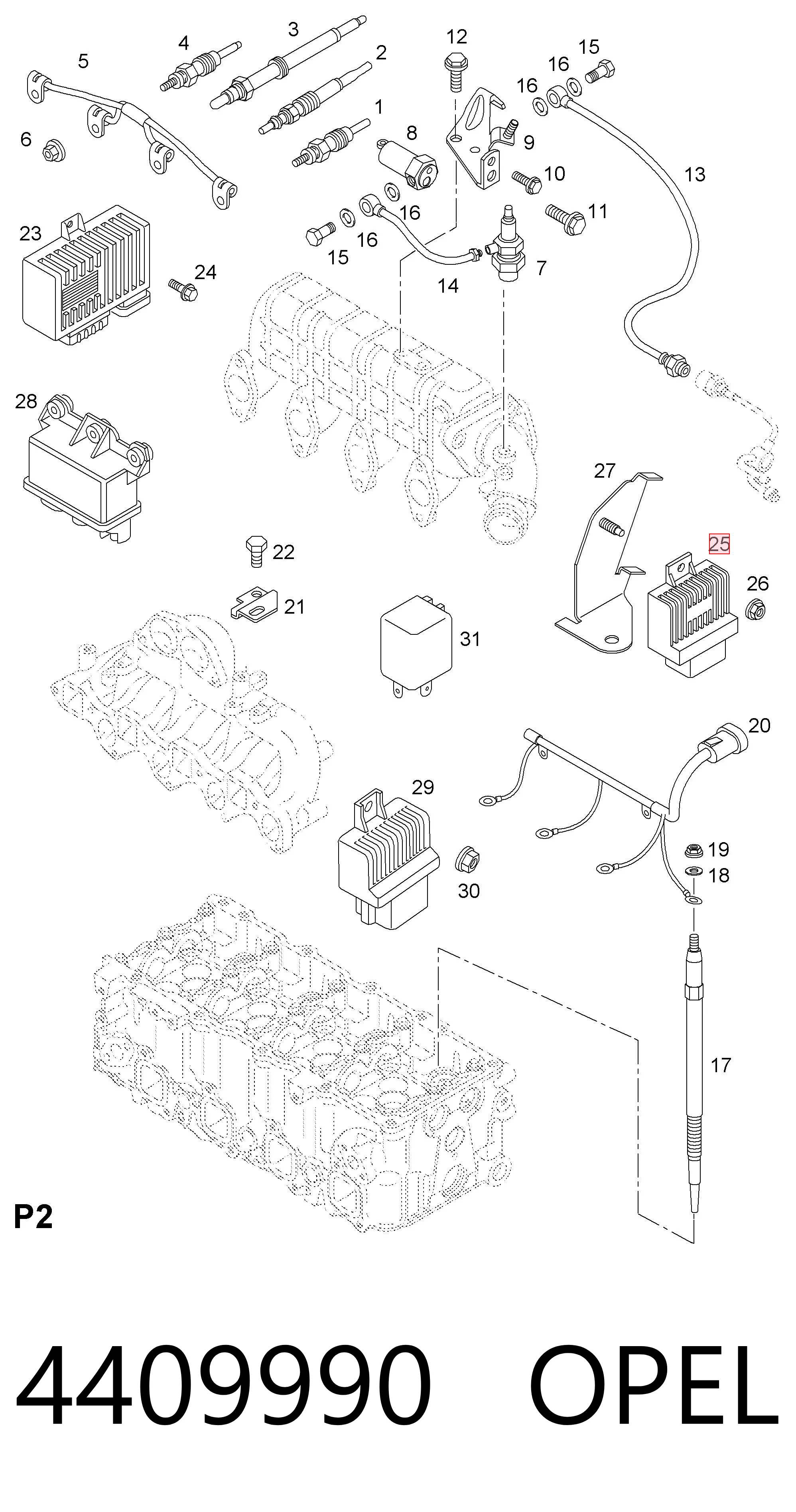 4409990 Opel Relê das velas de incandescência