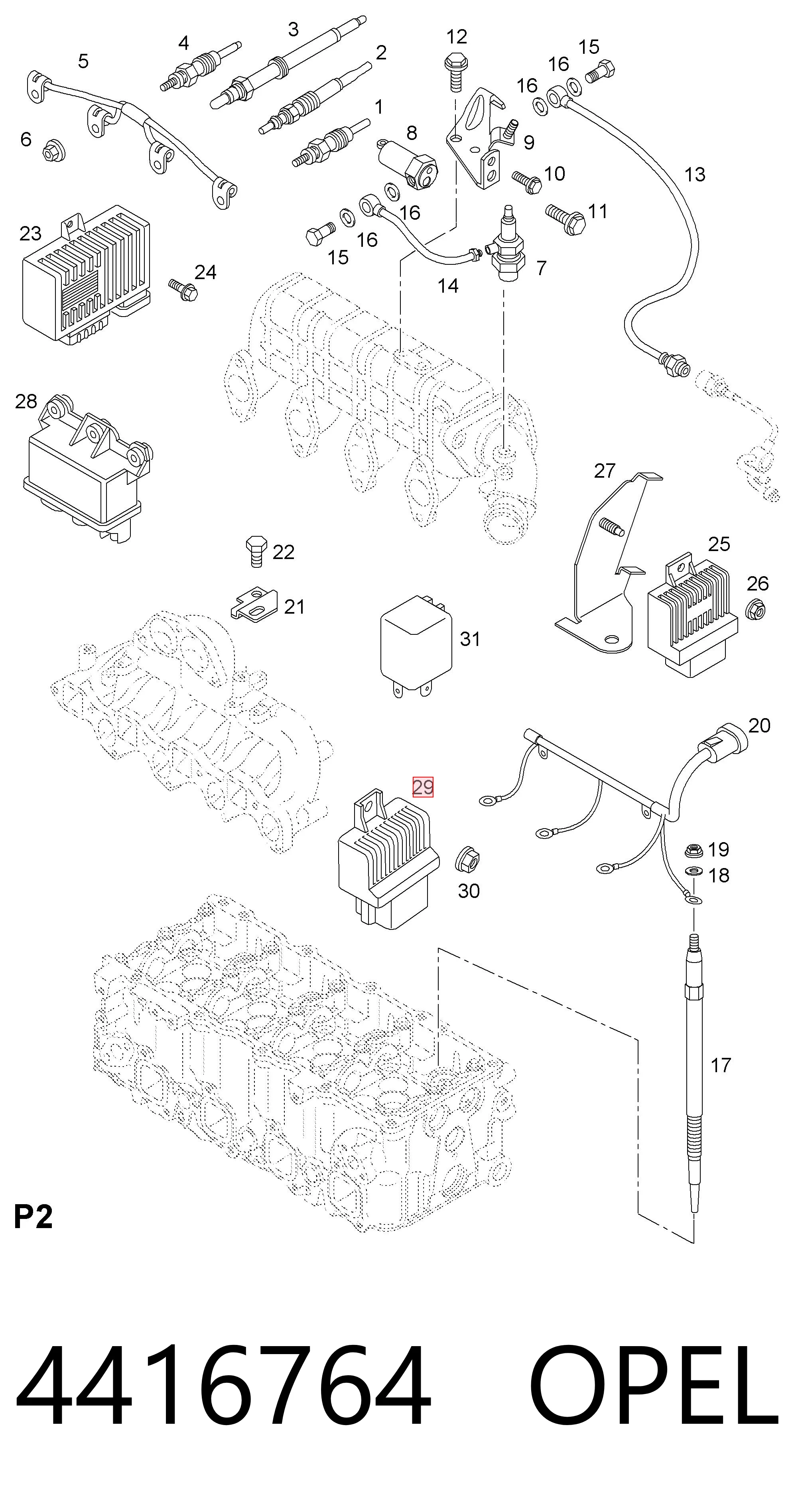 4416764 Opel Relê das velas de incandescência