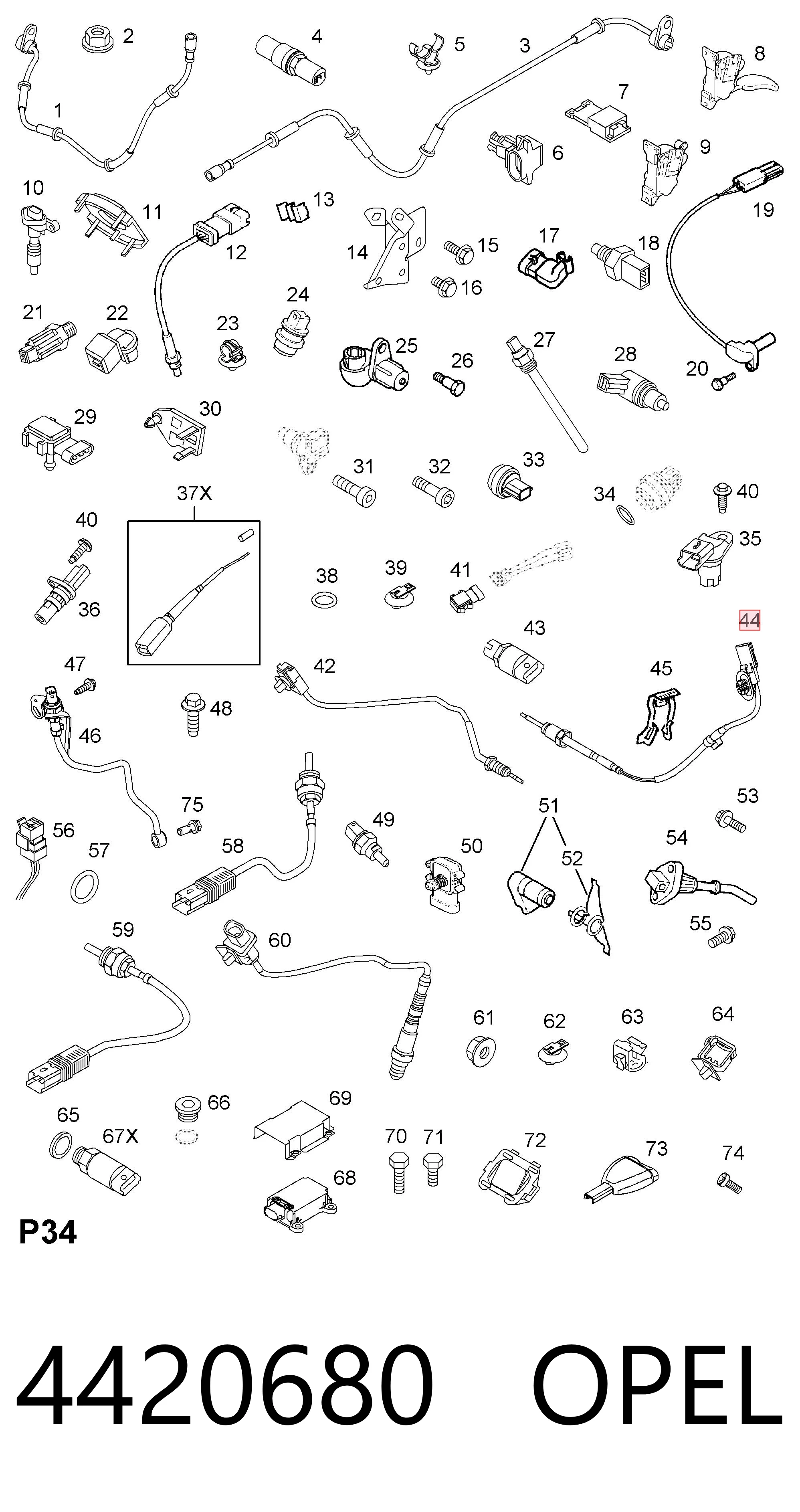 93168377 General Motors Sensor de temperatura dos gases de escape (GE), antes de turbina