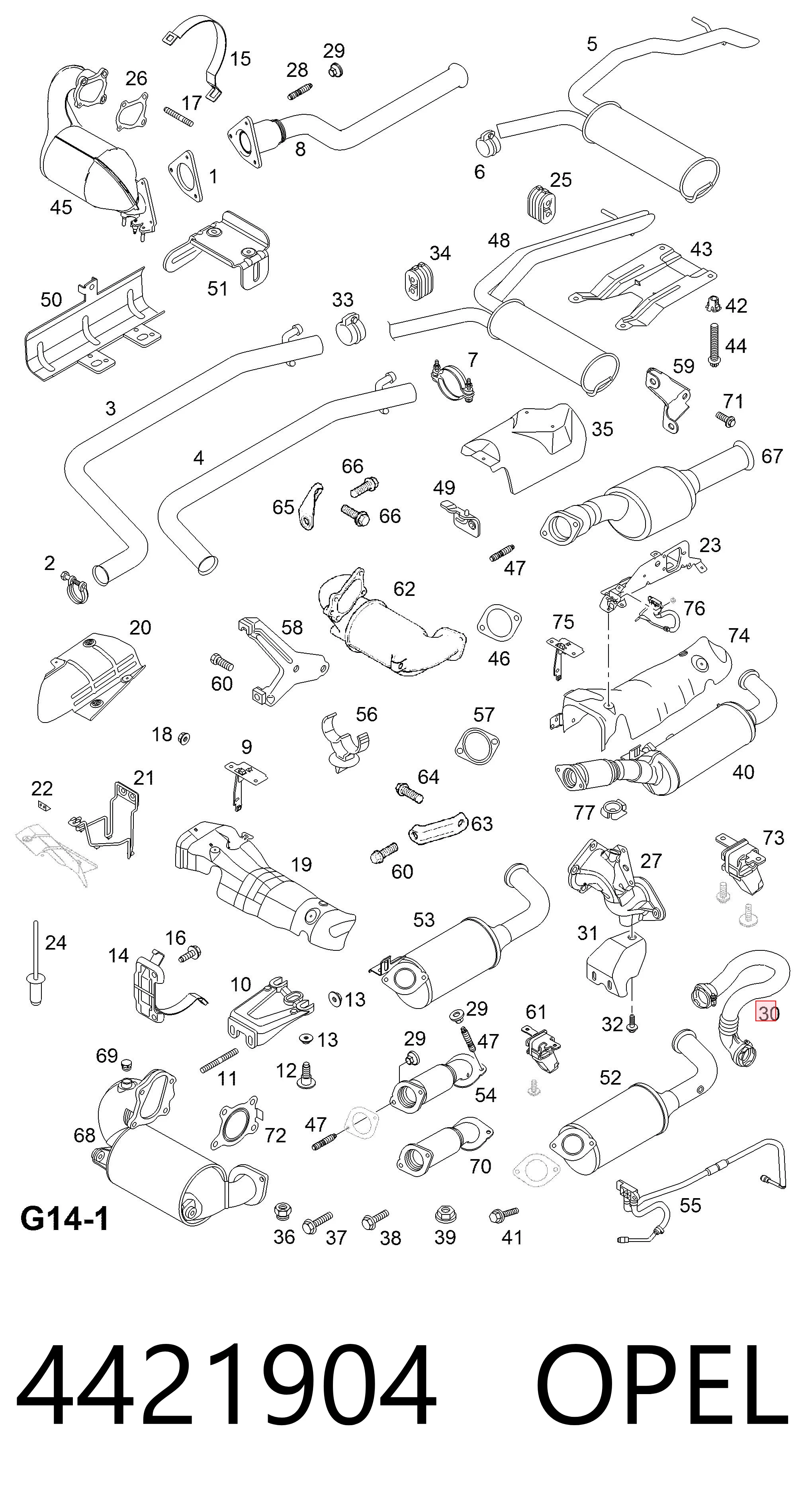 4421904 Opel Cano derivado de ar, saída de turbina (supercompressão)