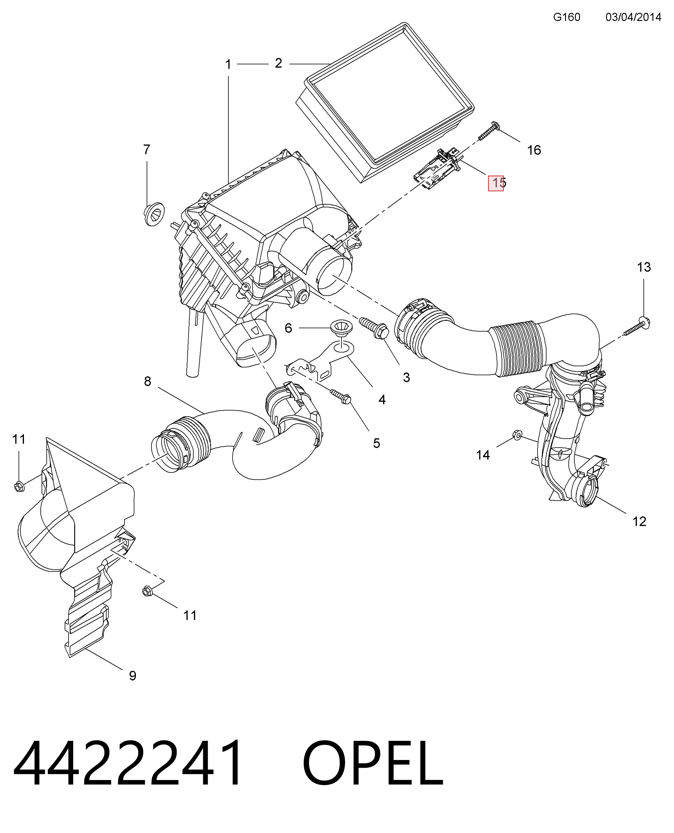Sensor de fluxo (consumo) de ar, medidor de consumo M.A.F. - (Mass Airflow) para Nissan Micra  K14