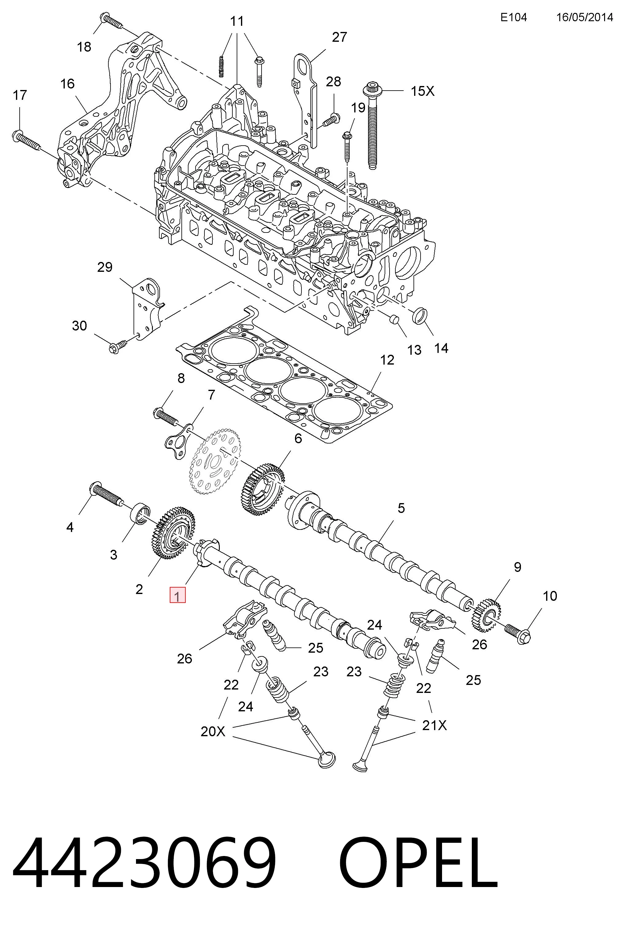 Árvore distribuidora de motor de admissão para Renault Trafic III EG