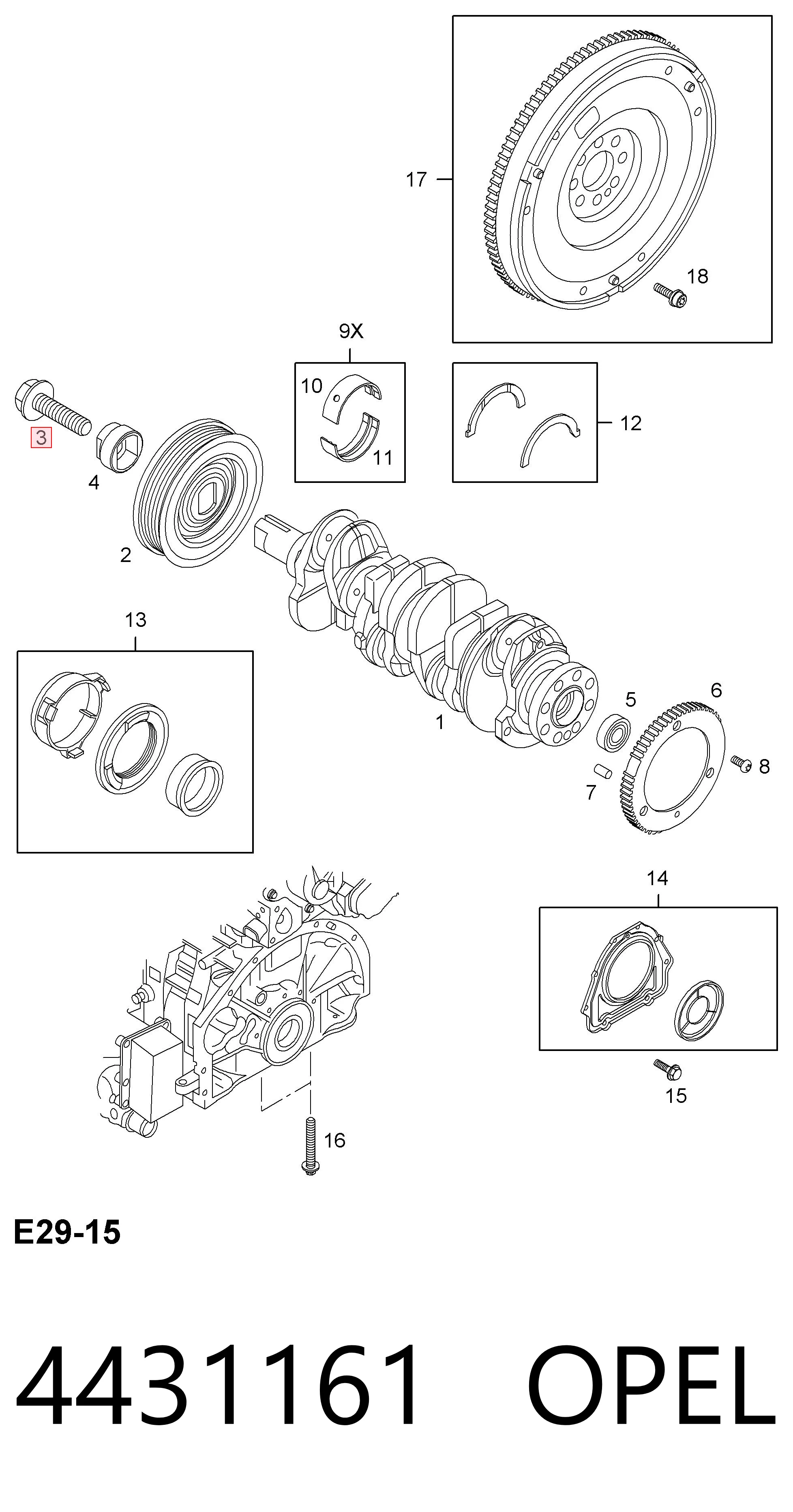93161621 General Motors Parafuso da polia de cambota