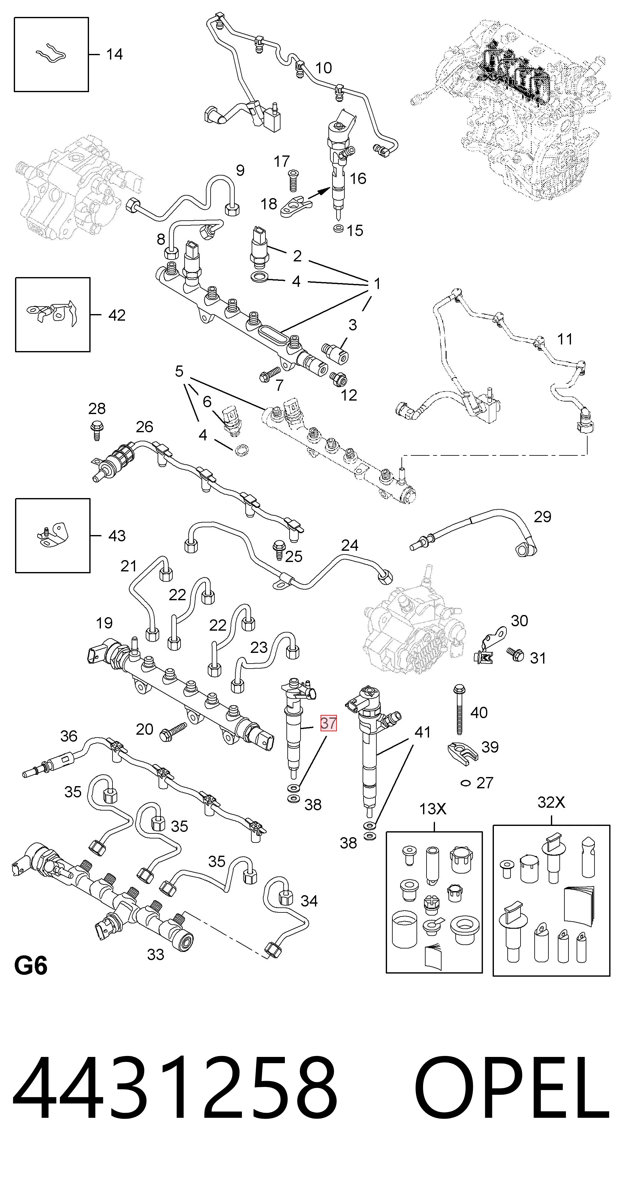4431258 Opel Injetor de injeção de combustível