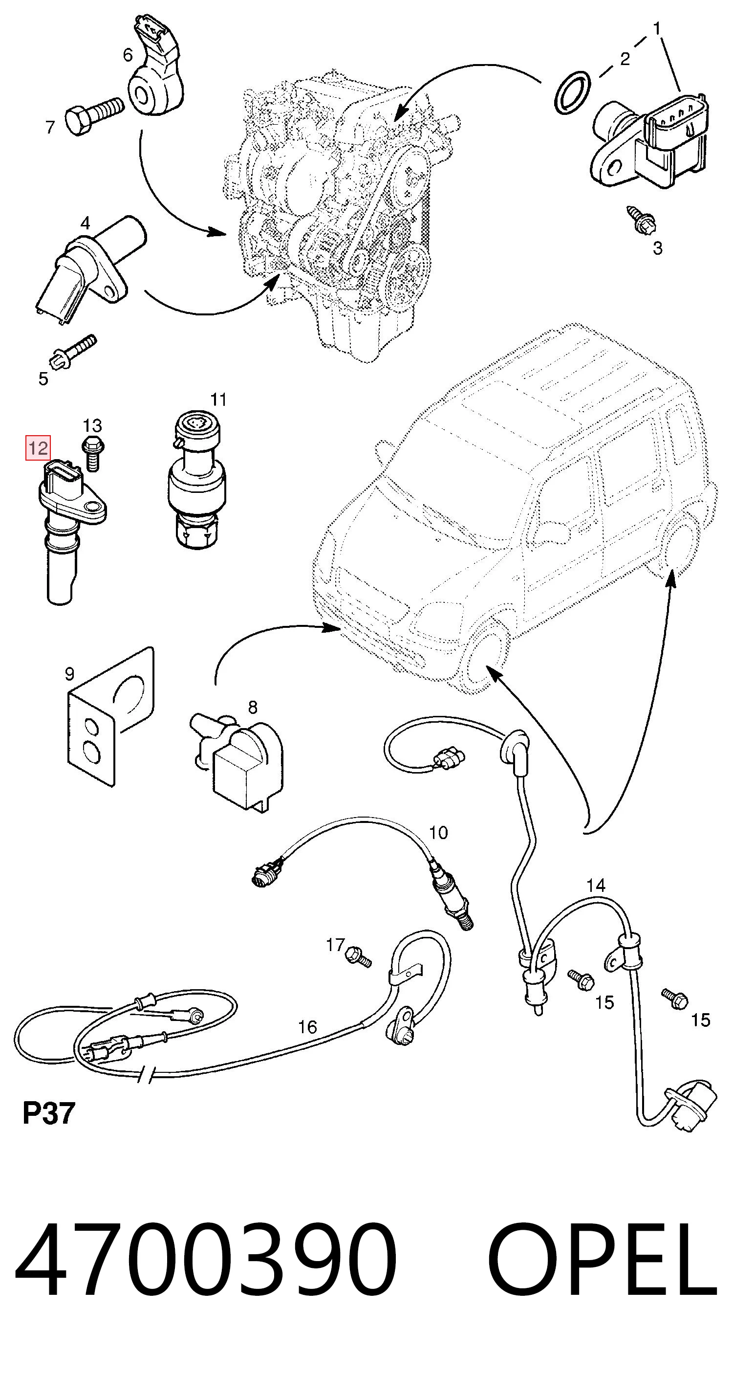 Sensor de velocidade 9204040 General Motors