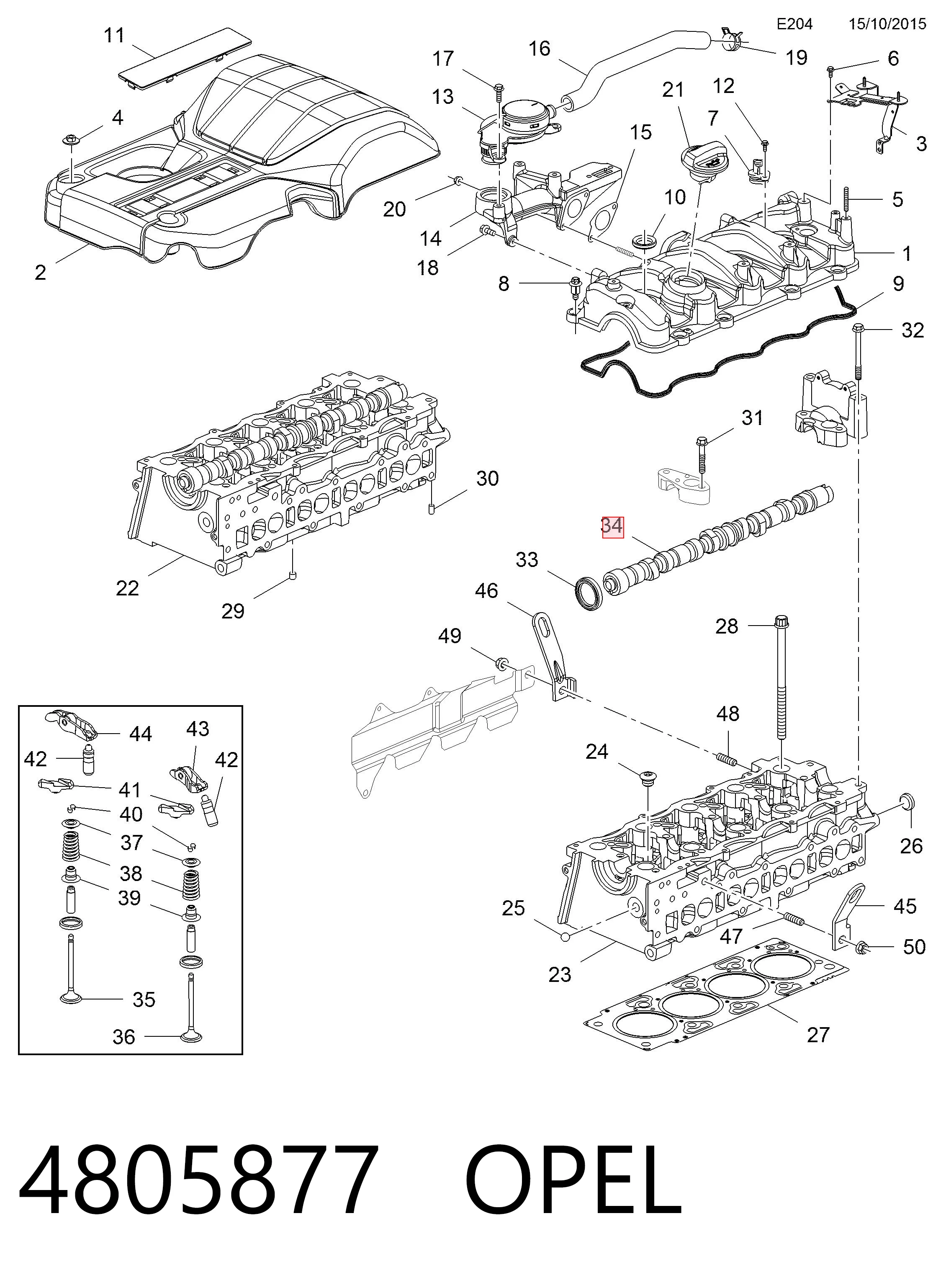 4805877 Opel Árvore distribuidora de motor