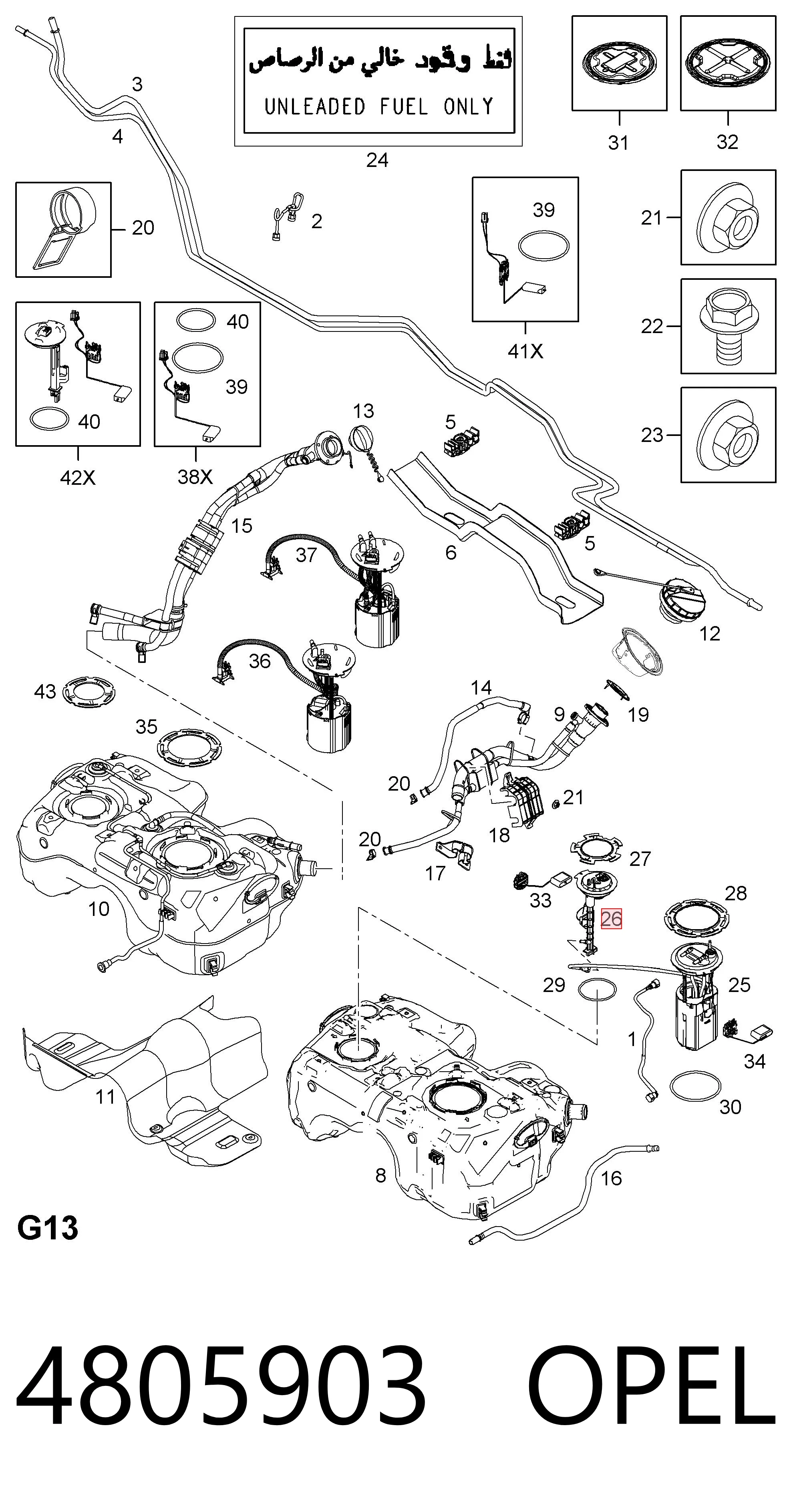 4805903 Opel Módulo de bomba de combustível com sensor do nível de combustível