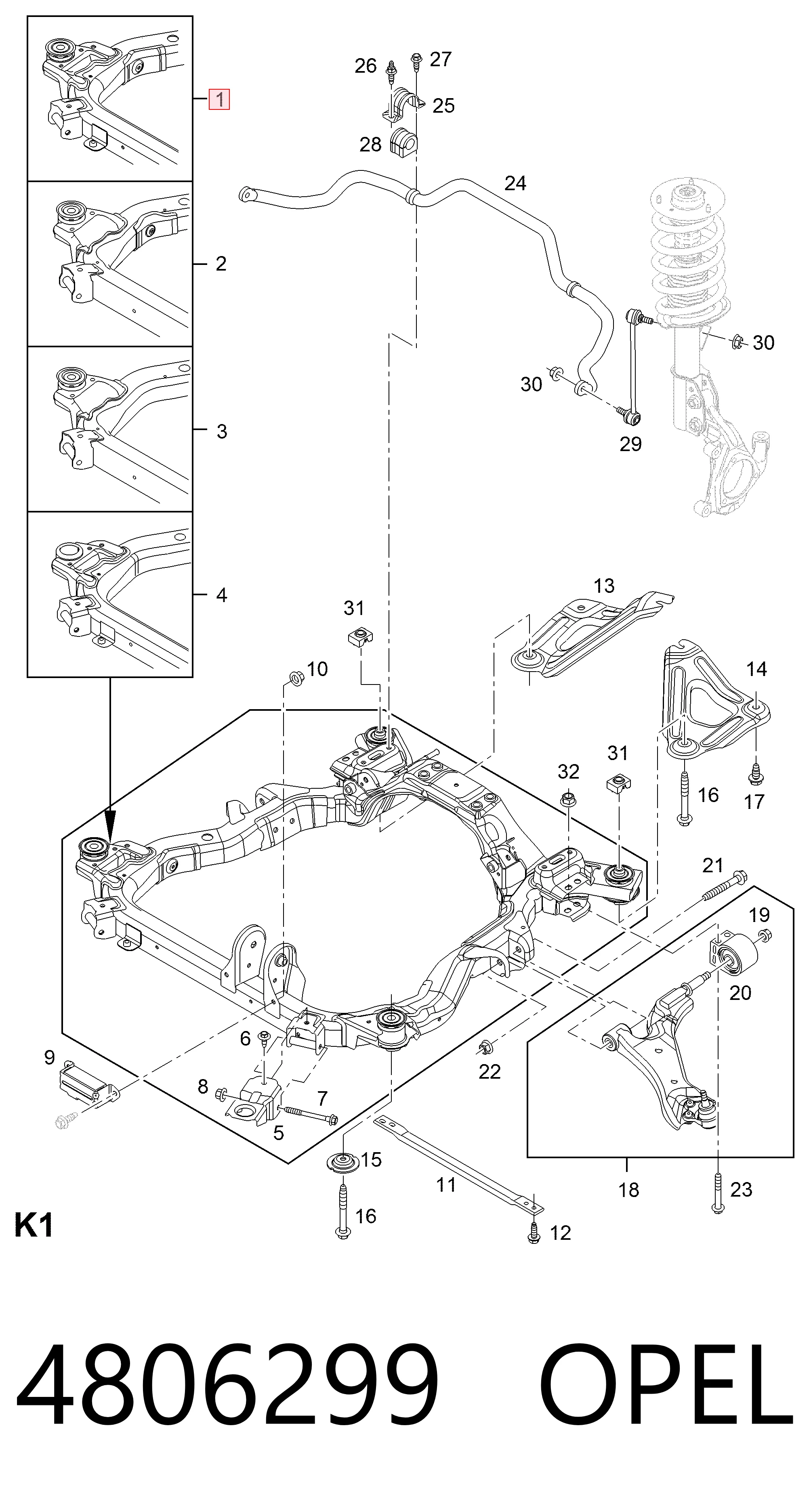  Viga de suspensão dianteira (plataforma veicular) Chevrolet Captiva I SUV (C100) (2006 - 2010) I
