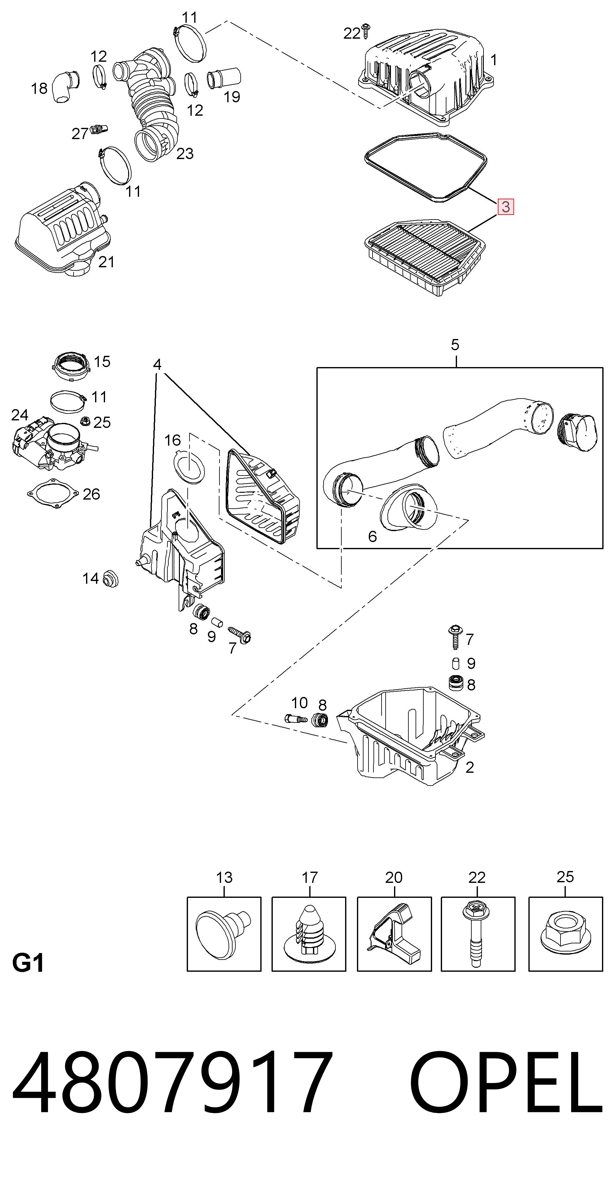 4807917 Opel Filtro de ar