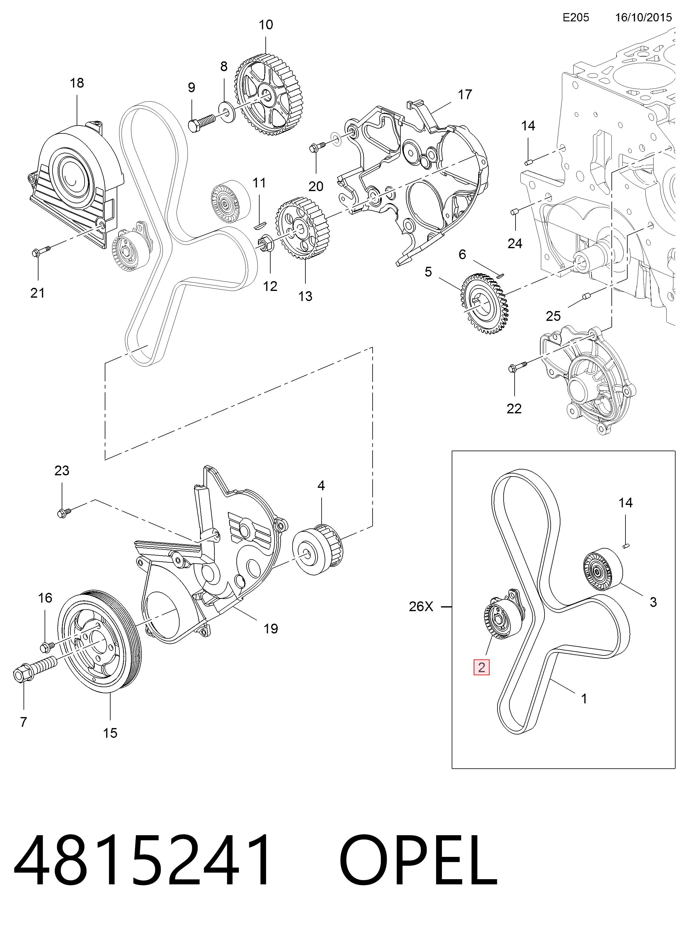 Rolo de reguladora de tensão da correia do mecanismo de distribuição de gás para Chevrolet Captiva C100