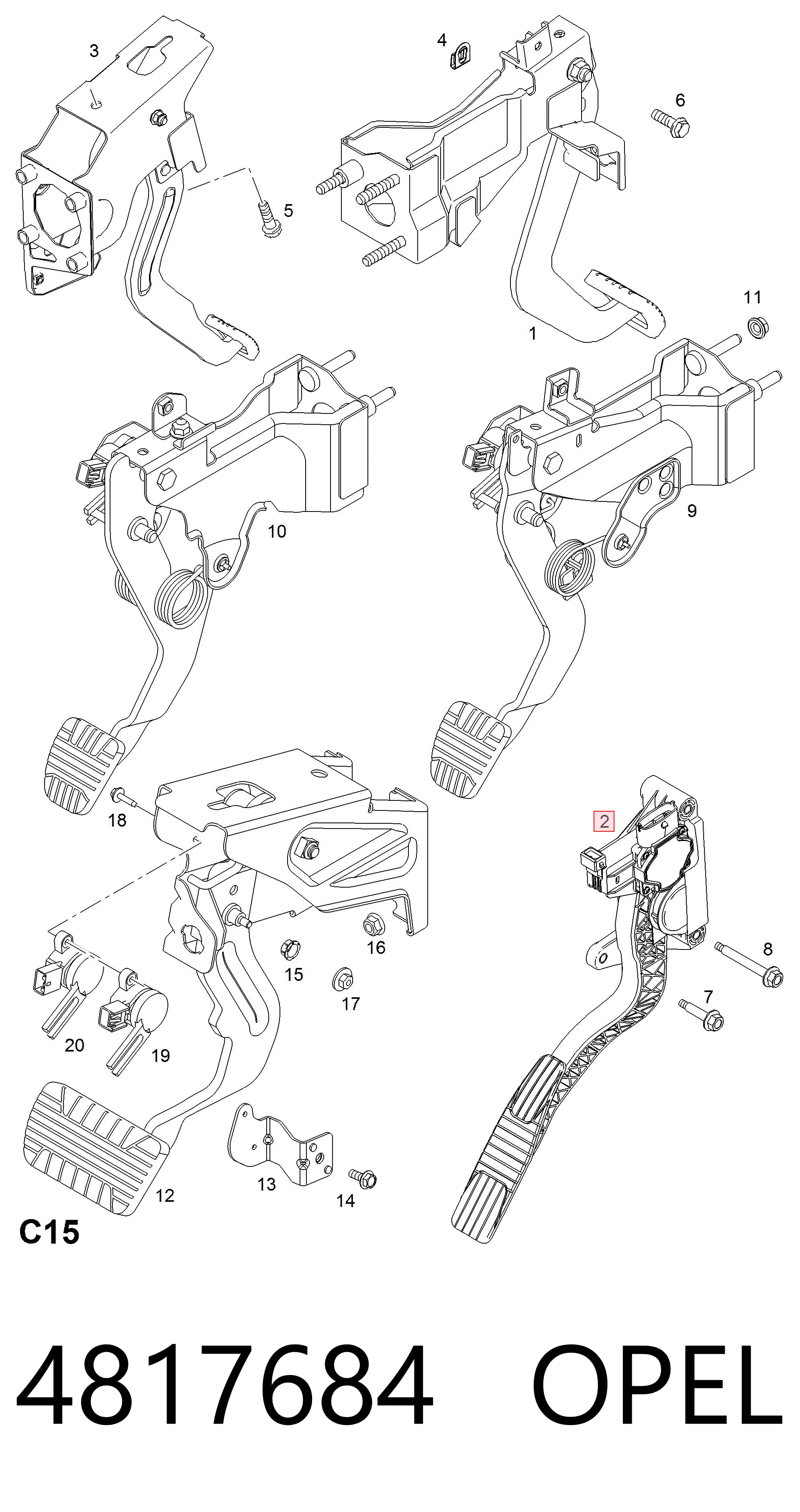  Pedal de gás (de acelerador) Chevrolet Captiva I SUV (C100) (2006 - 2010) I