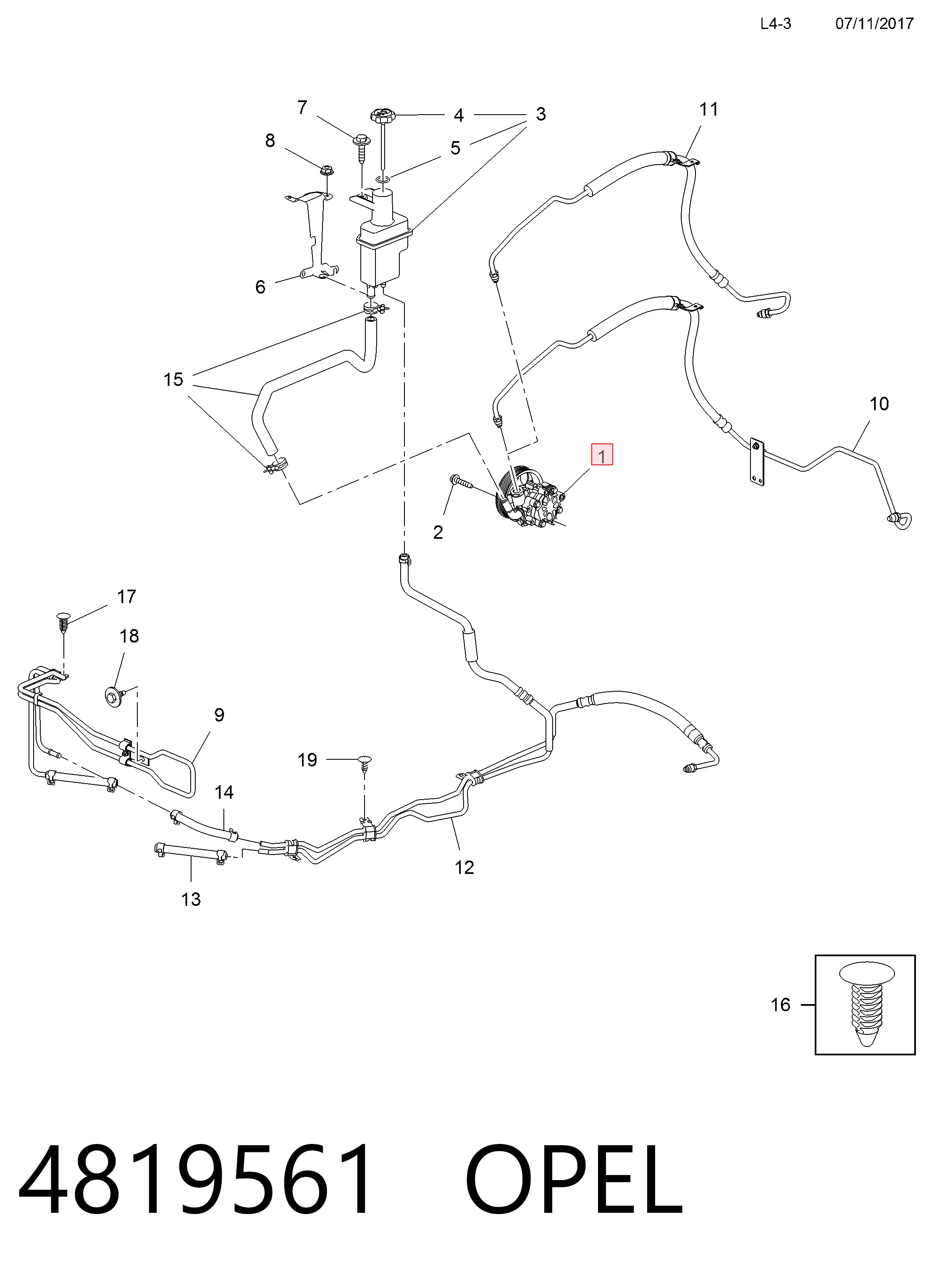 4819561 Opel Bomba da Direção hidrâulica assistida
