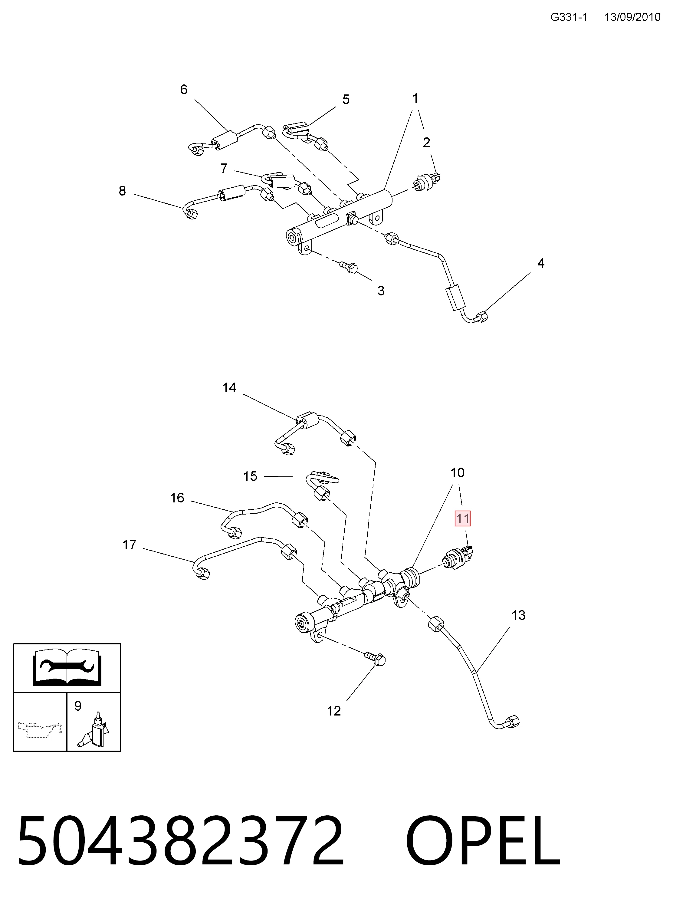 504382372 Opel Sensor de pressão de combustível
