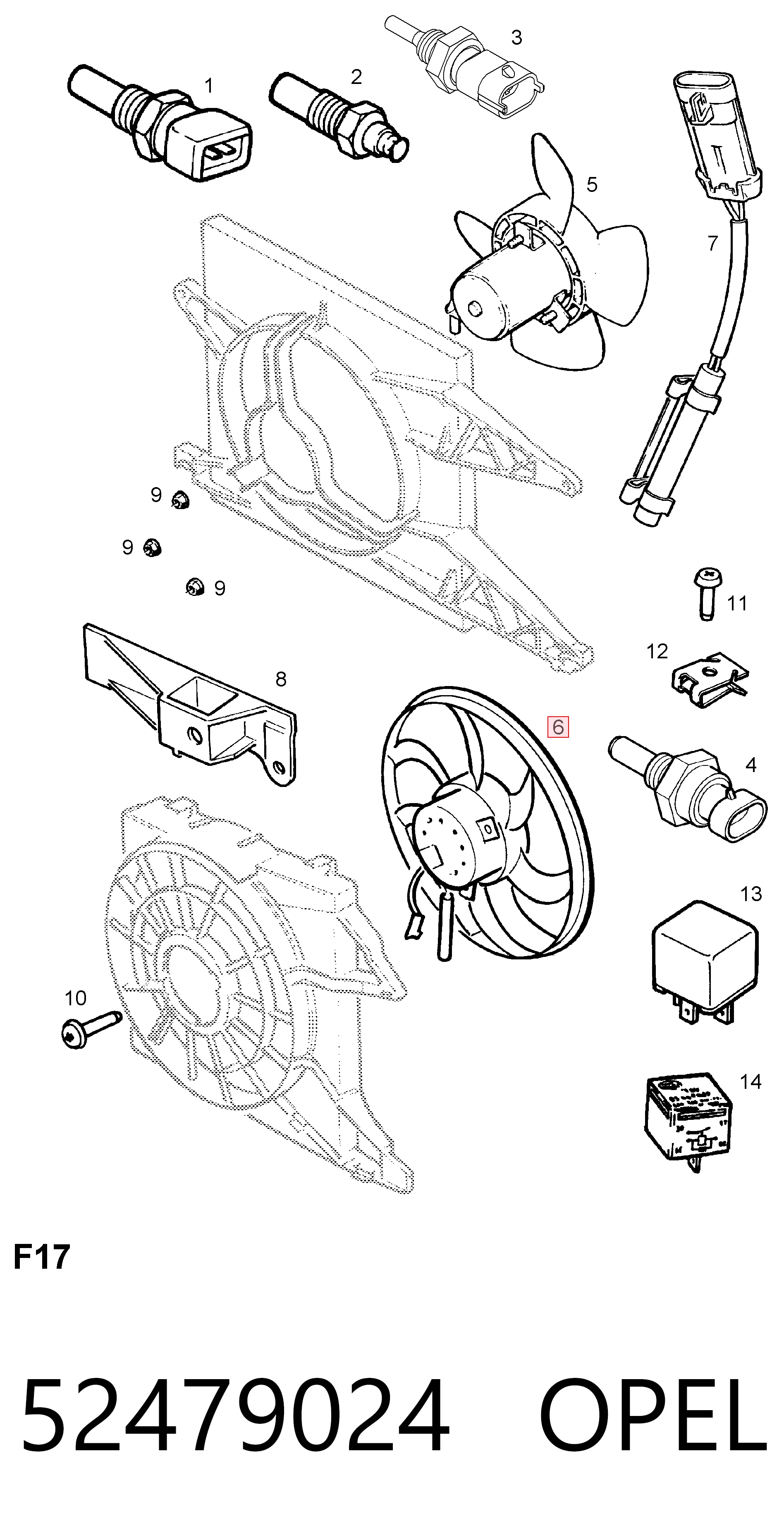 Ventilador elétrico de esfriamento montado (motor + roda de aletas) Opel Vectra B 38