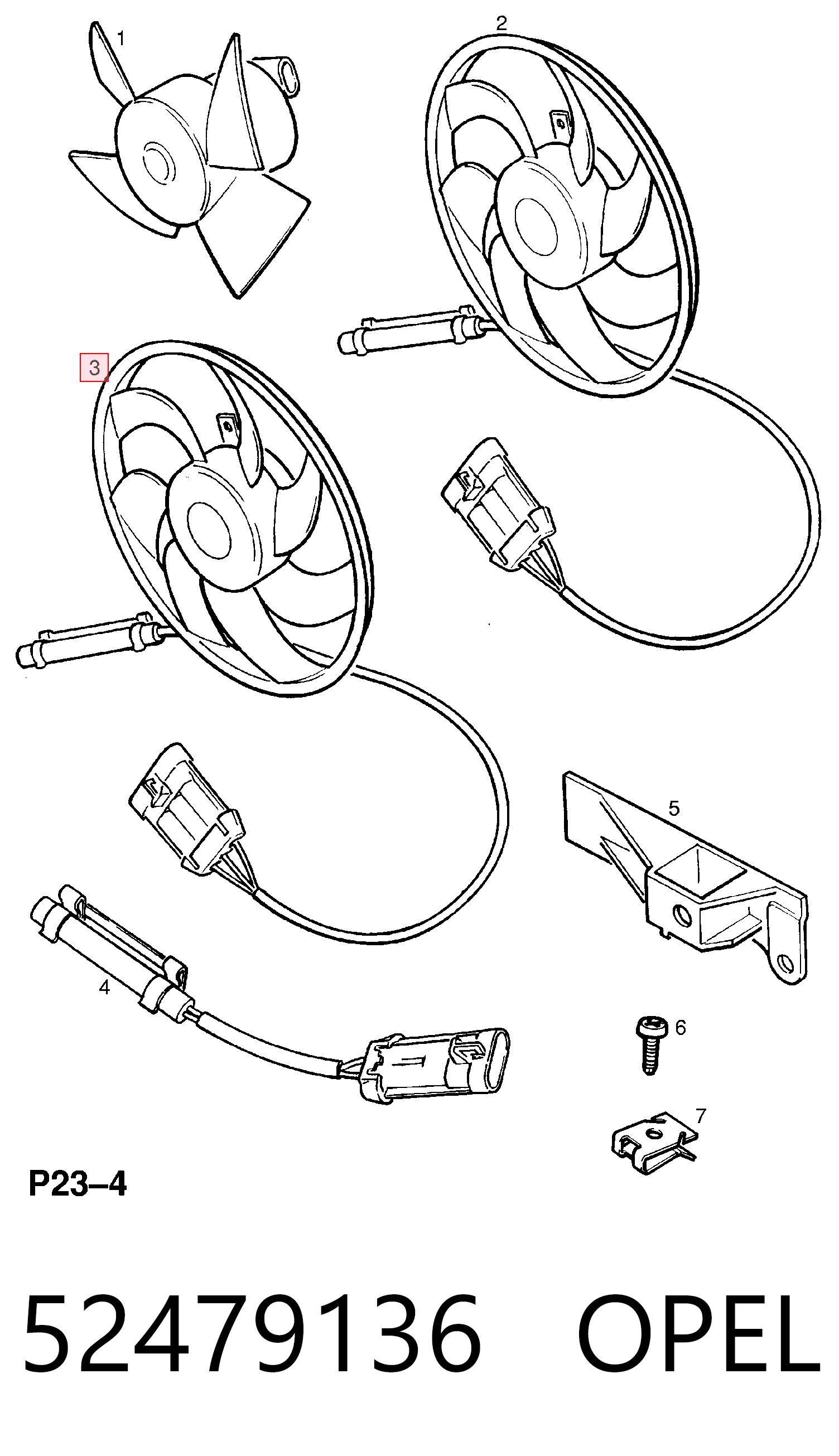  Ventilador elétrico de esfriamento montado (motor + roda de aletas) Opel Vectra B hatchback (38) (1995 - 2002) B