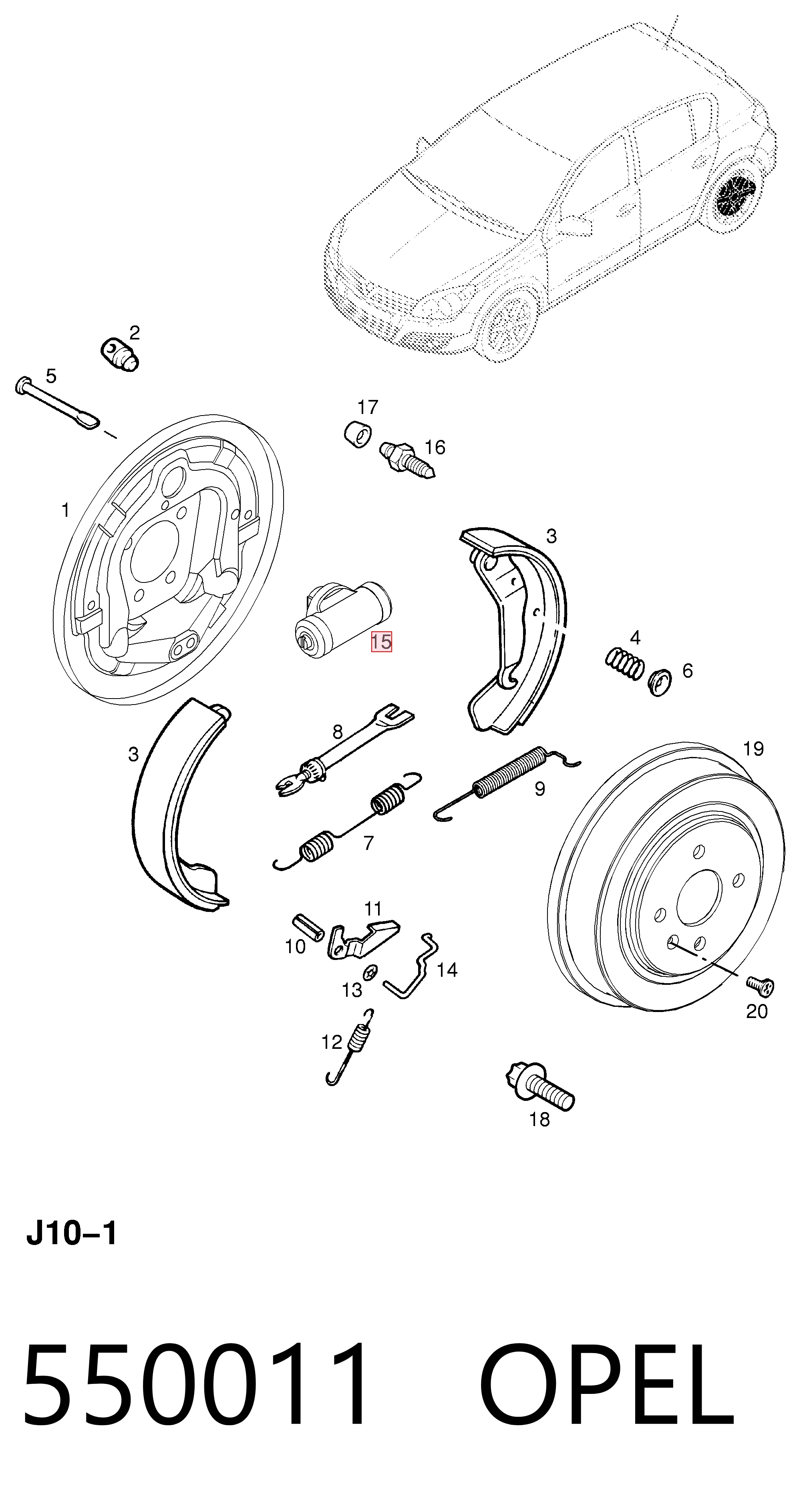 Cilindro traseiro do freio de rodas de trabalho para Opel Zafira F75