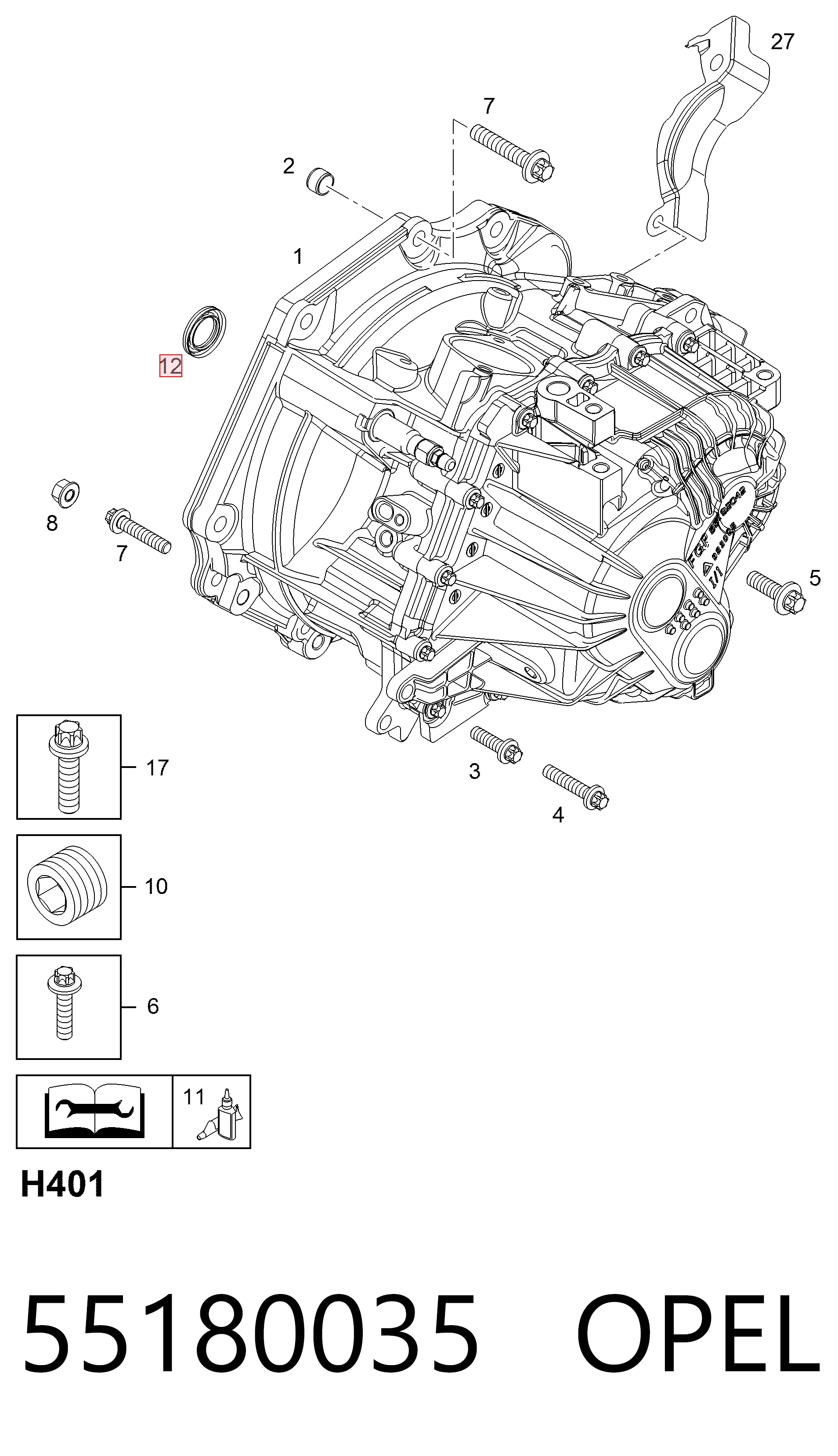 55180035 General Motors Vedação da Caixa Automática de Mudança (de árvore de saída/primária)