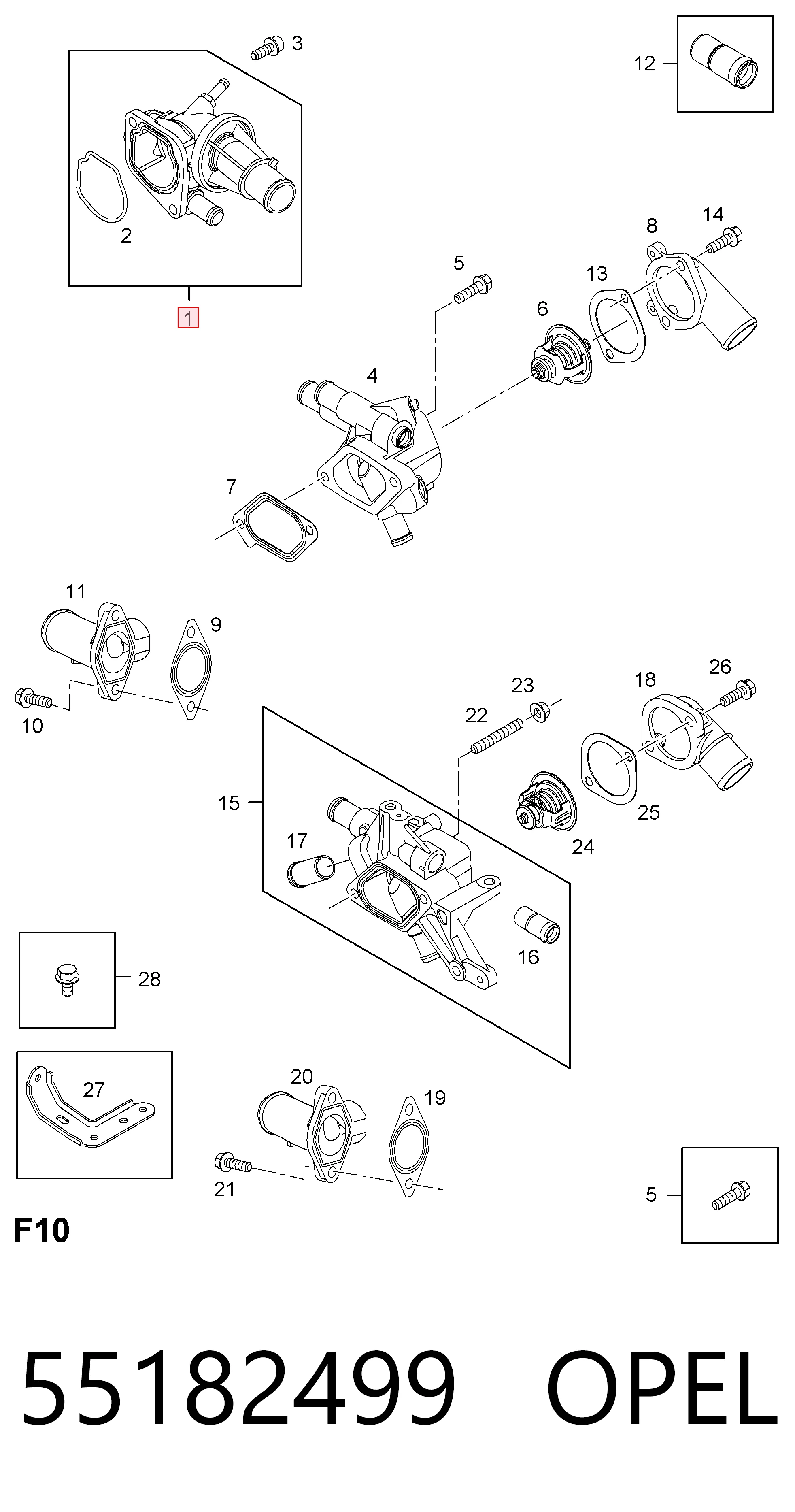 55182499 Opel Termostato