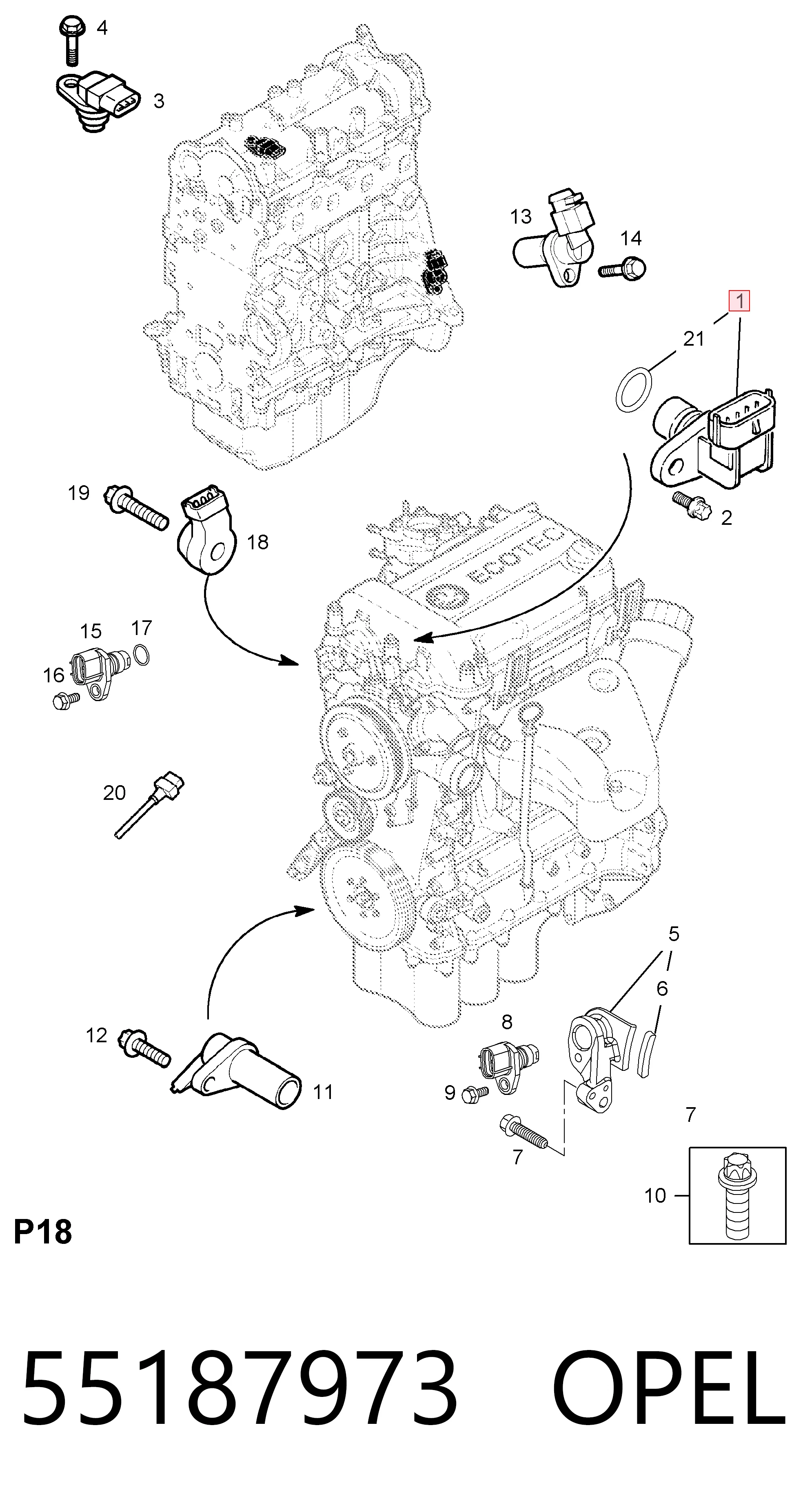 55187973 Opel Sensor de posição da árvore distribuidora