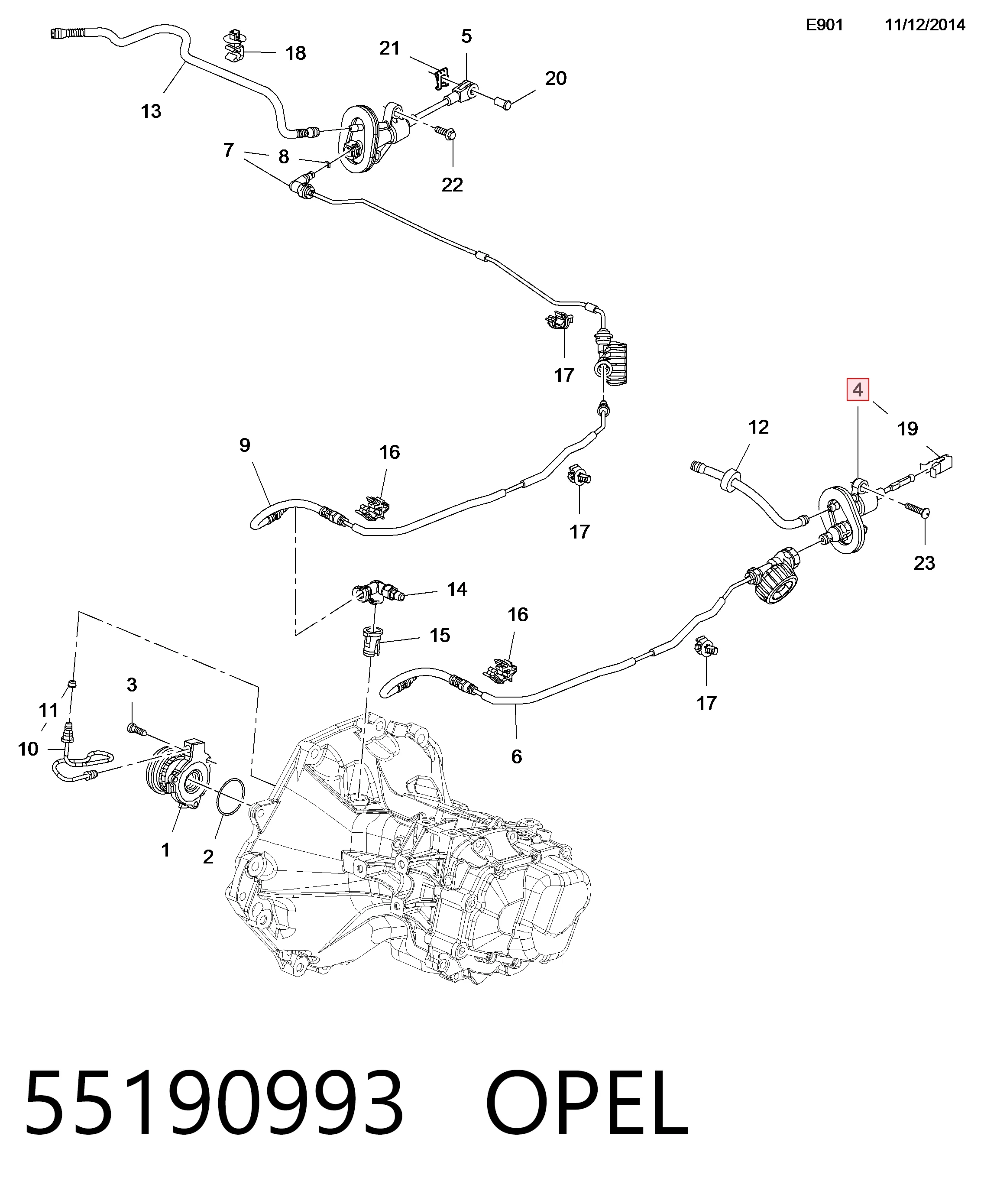 55190993 Opel Cilindro mestre de embraiagem