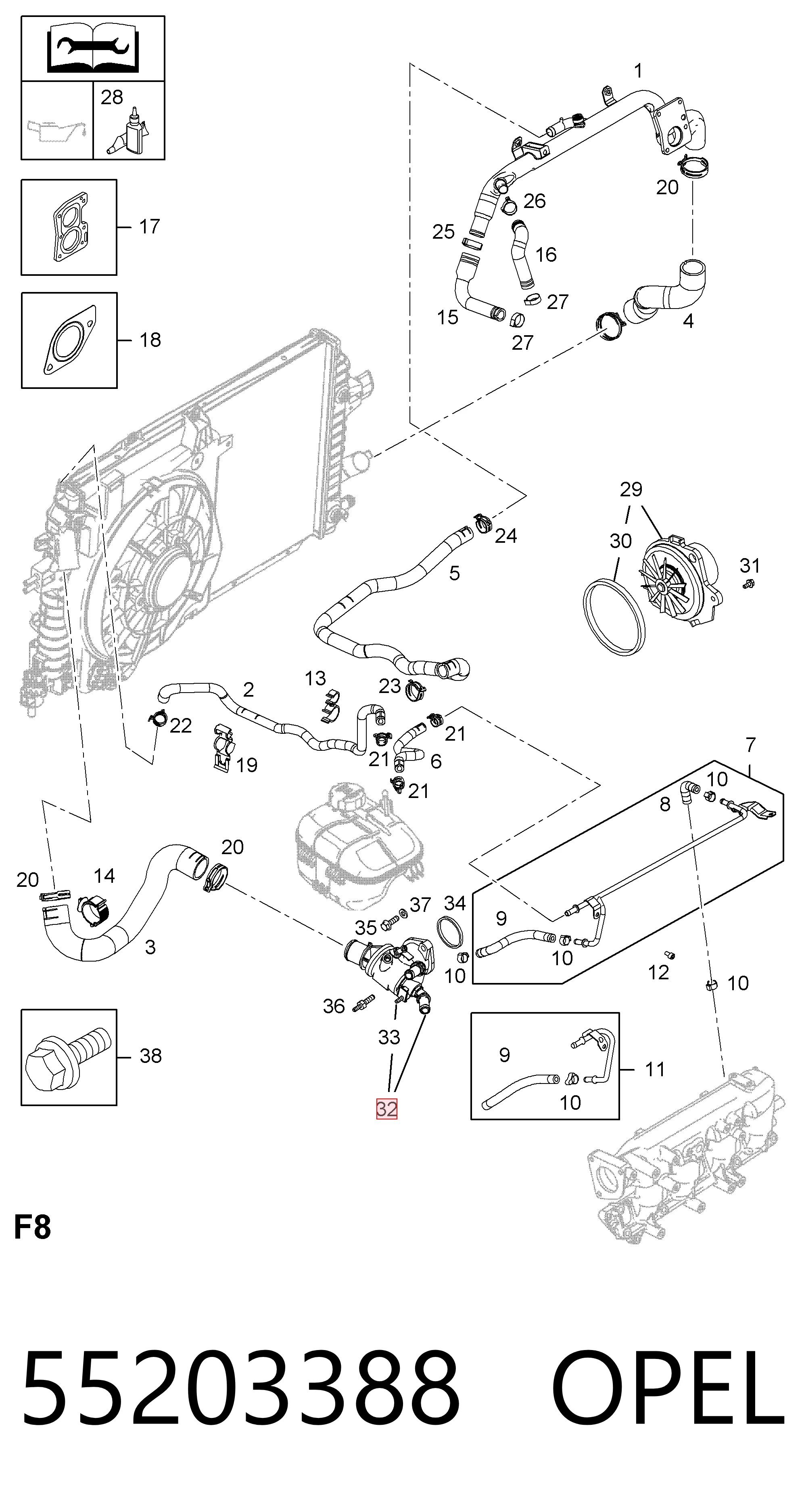 55203388 Opel Termostato