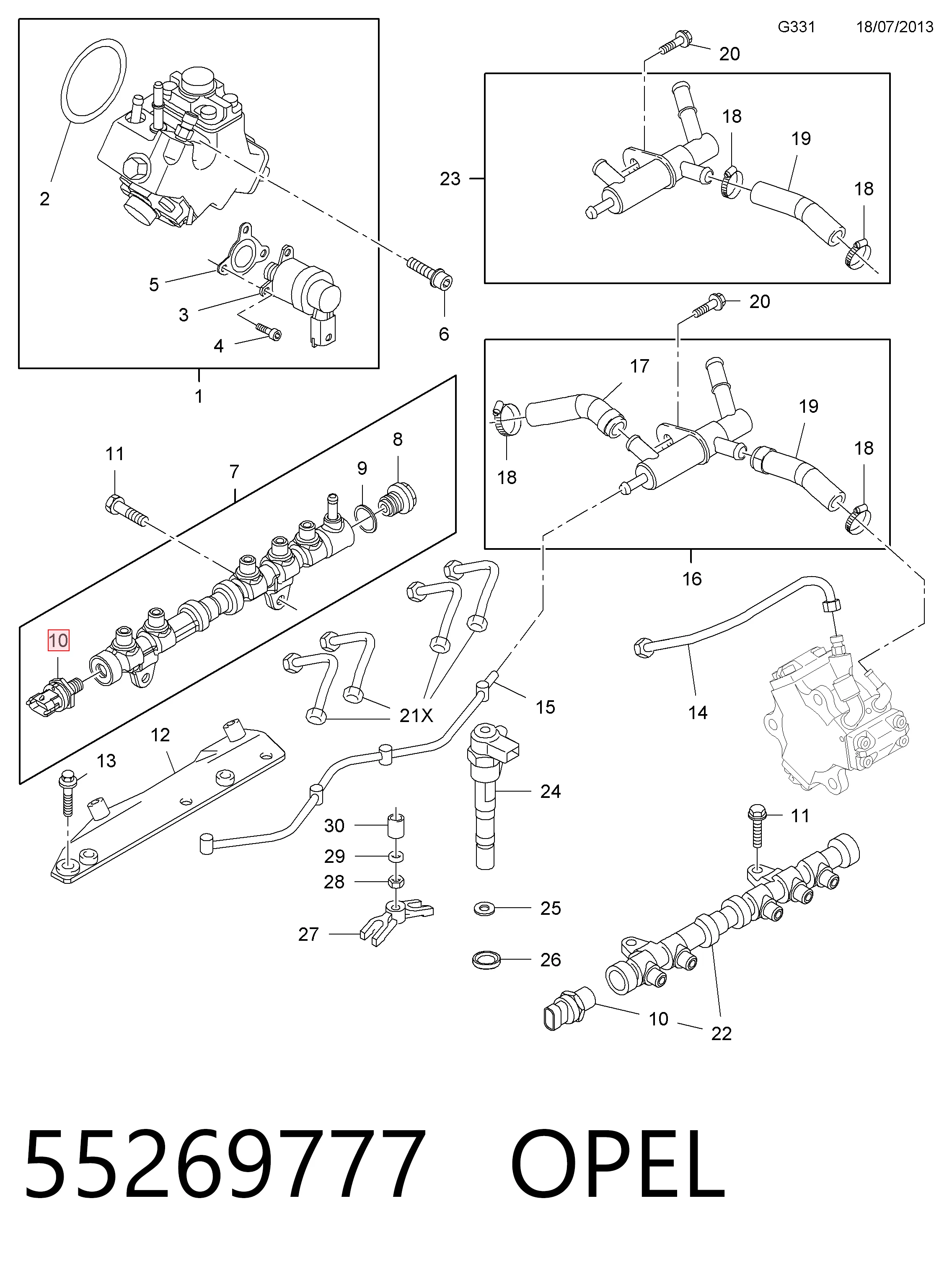 55269777 Opel Sensor de pressão de combustível