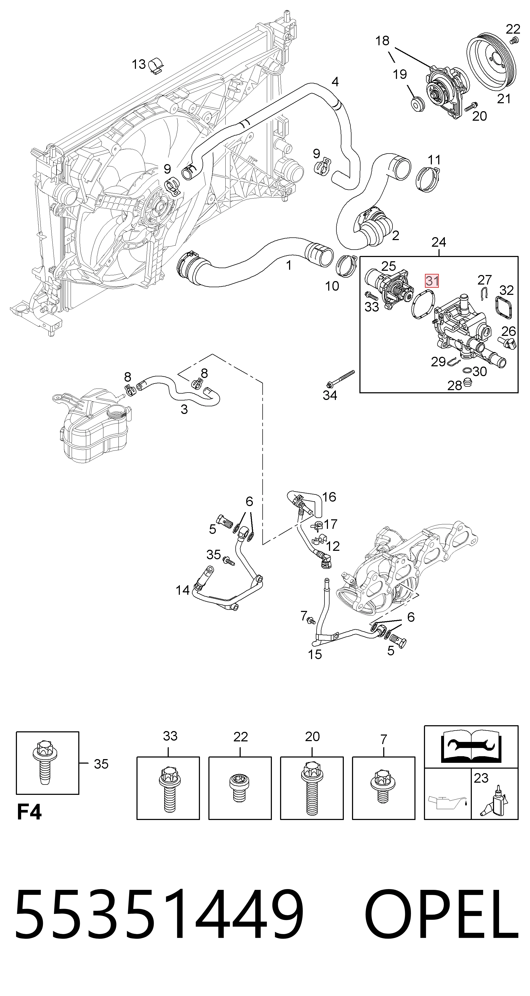 Vedante de termostato 25189205 Peugeot/Citroen