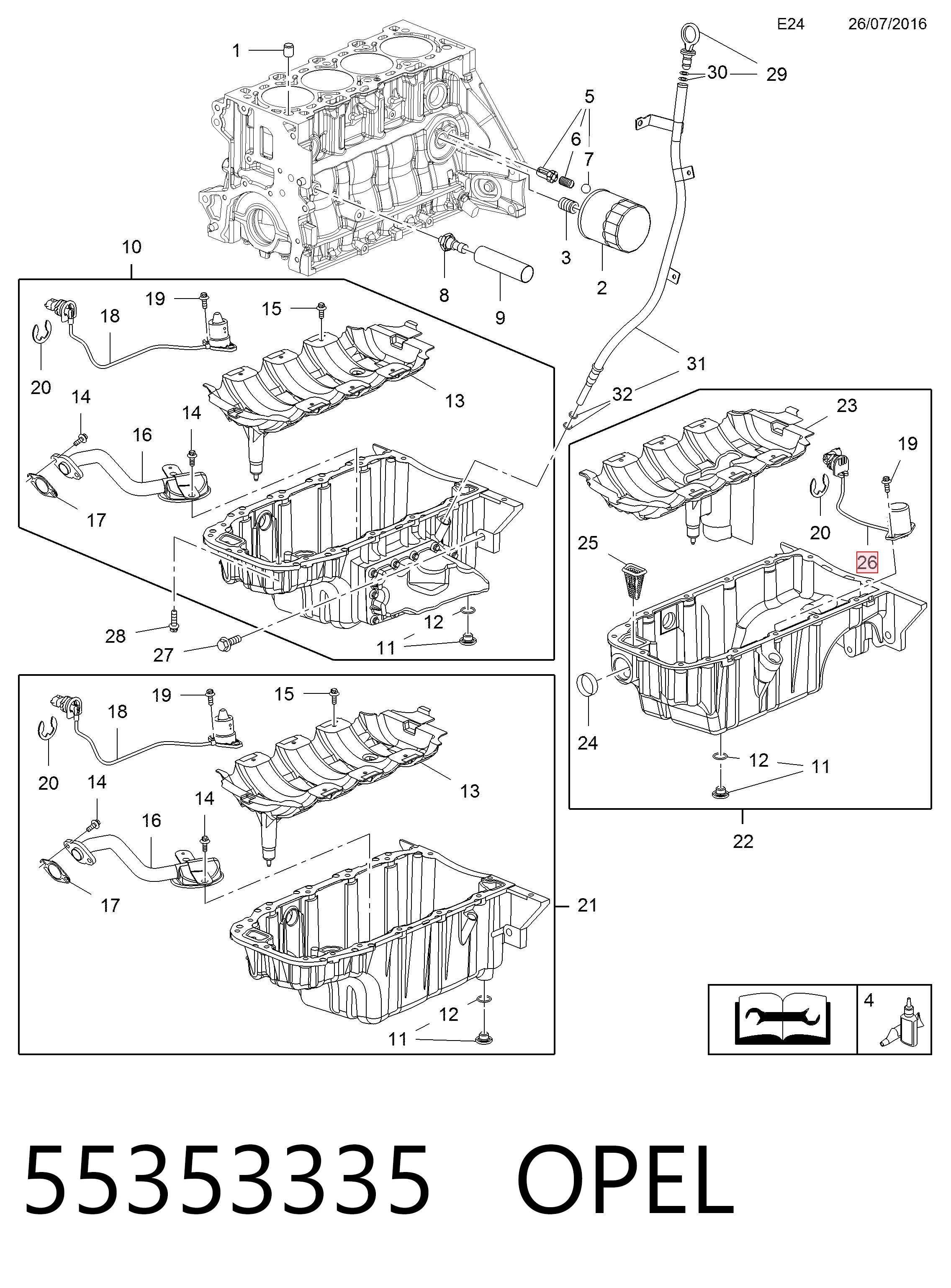 55353335 Opel Sensor do nível de óleo de motor