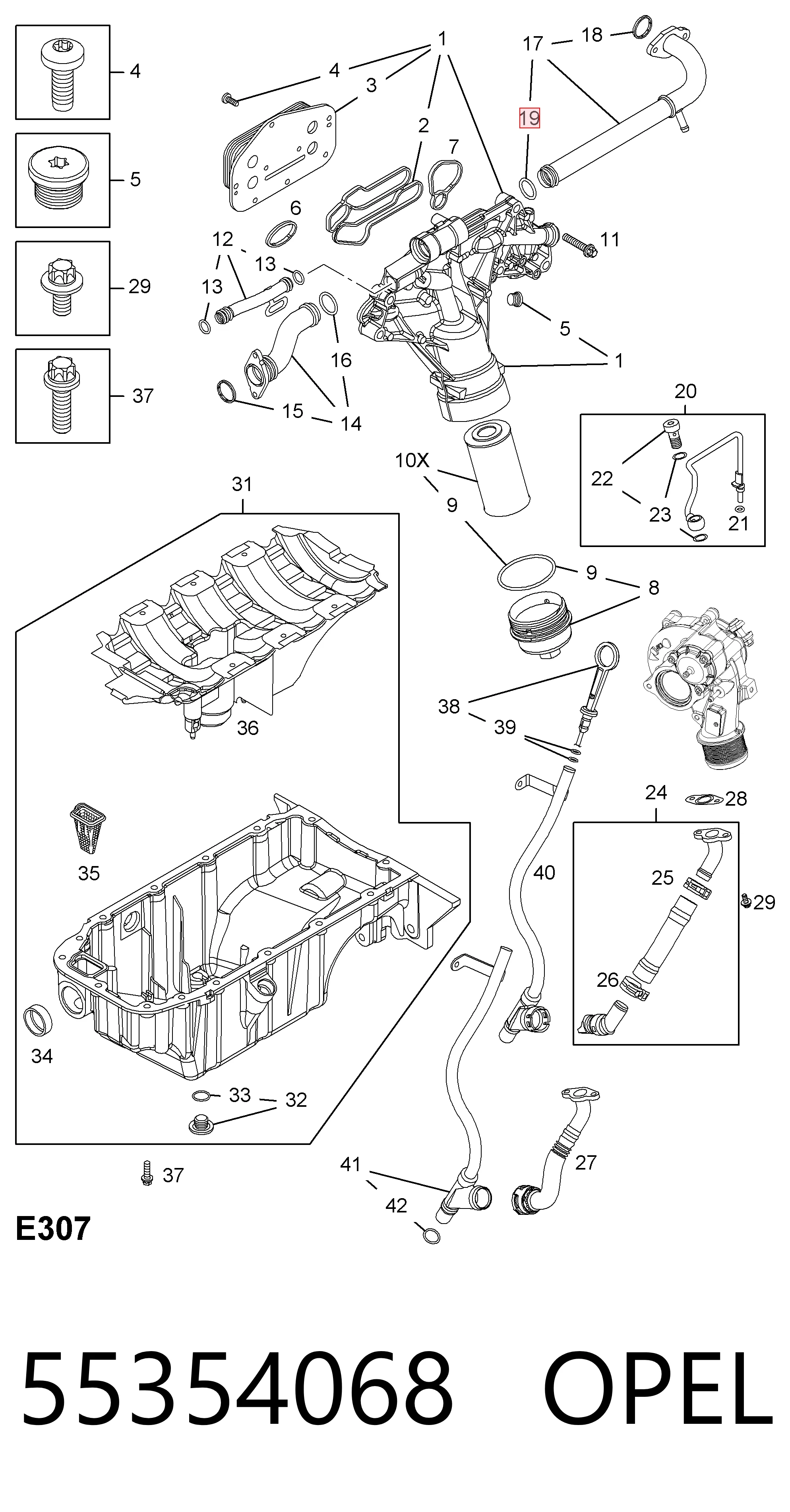 Compre 55354068 Peugeot/Citroen Vedante do conduto de óleo de refrigerador superior