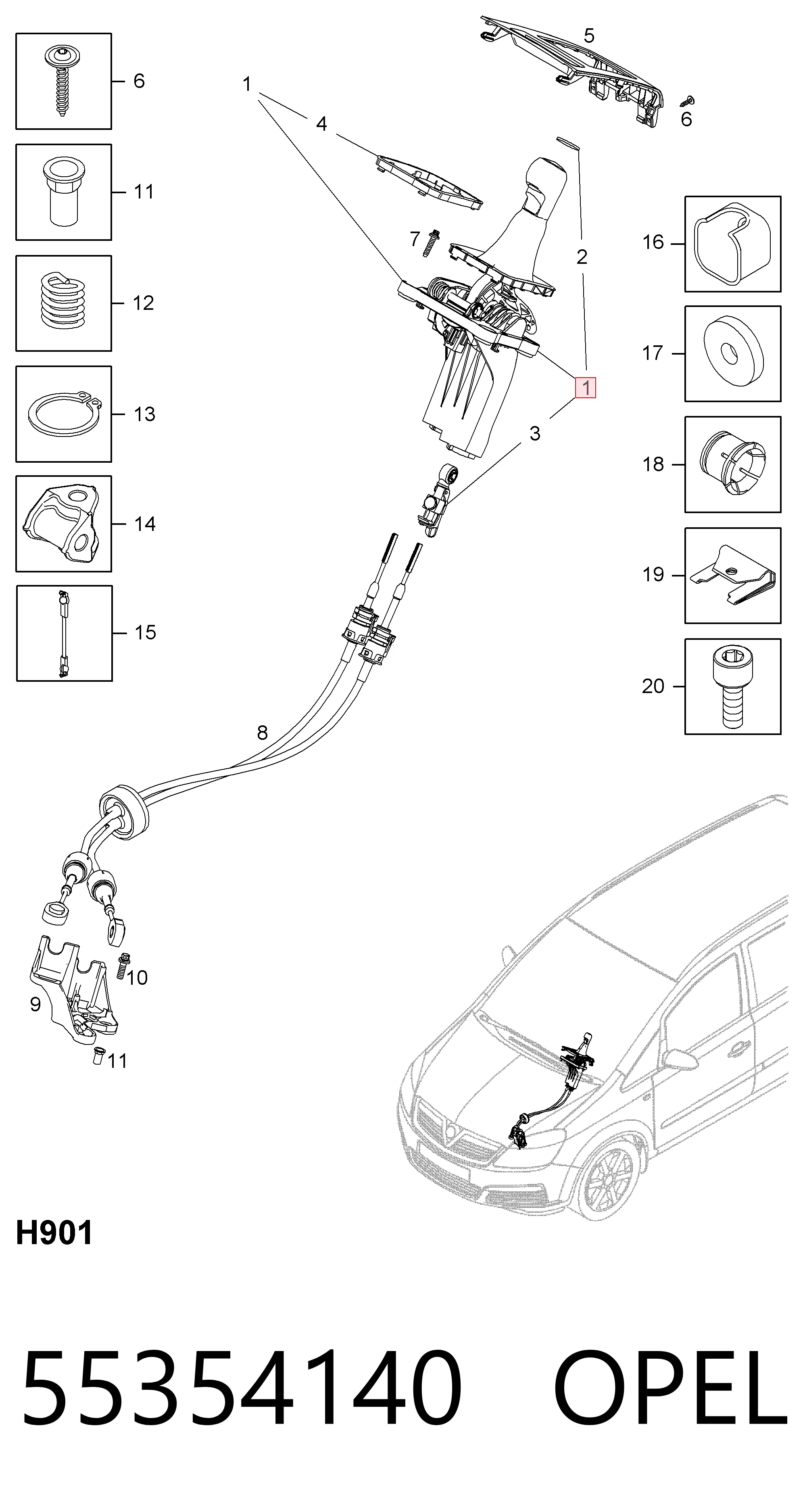 Mecanismo de mudança (ligação) para Opel Zafira B A05