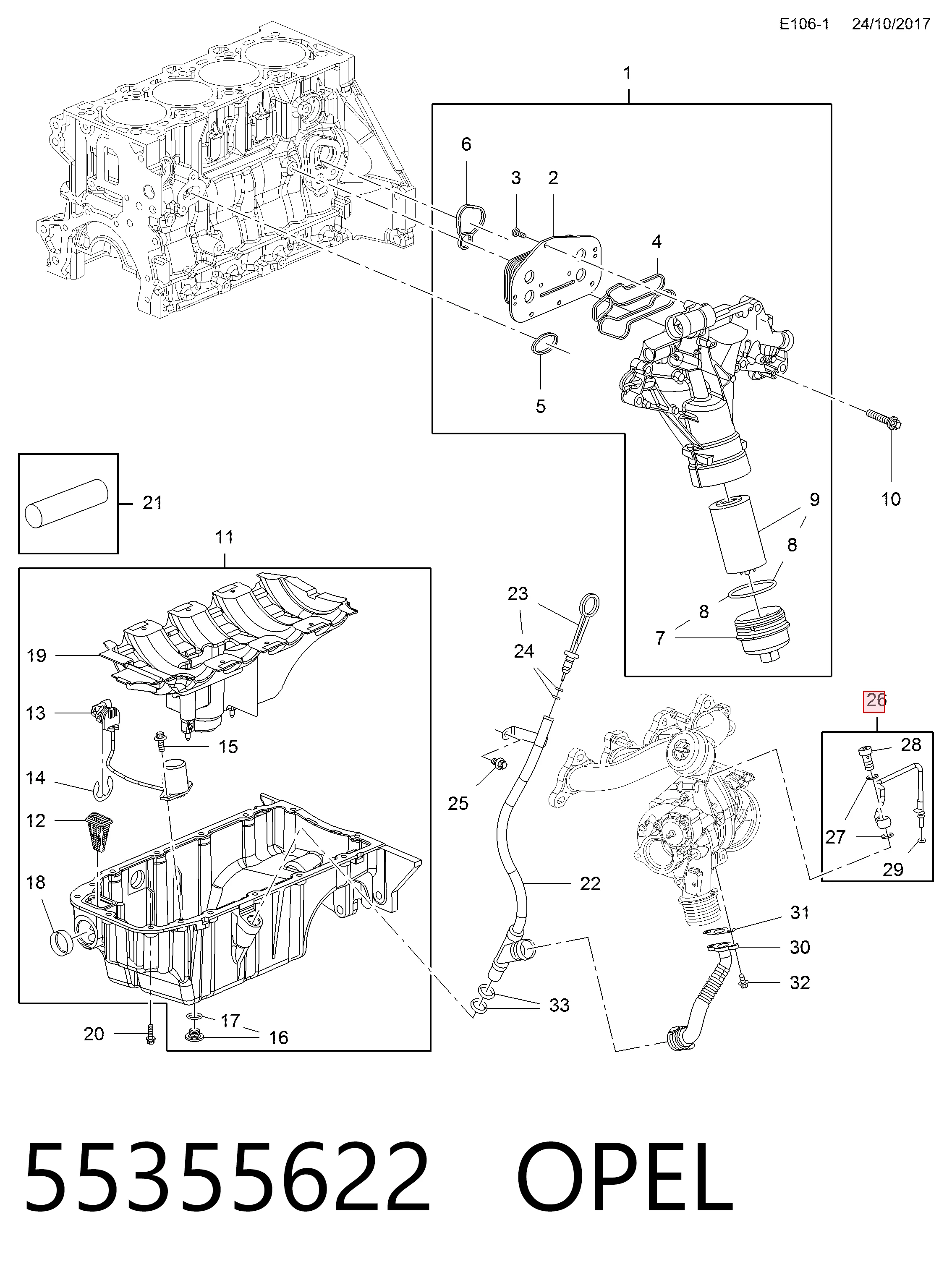 OP10564 Ajusa Tubo (mangueira) de fornecimento de óleo de turbina