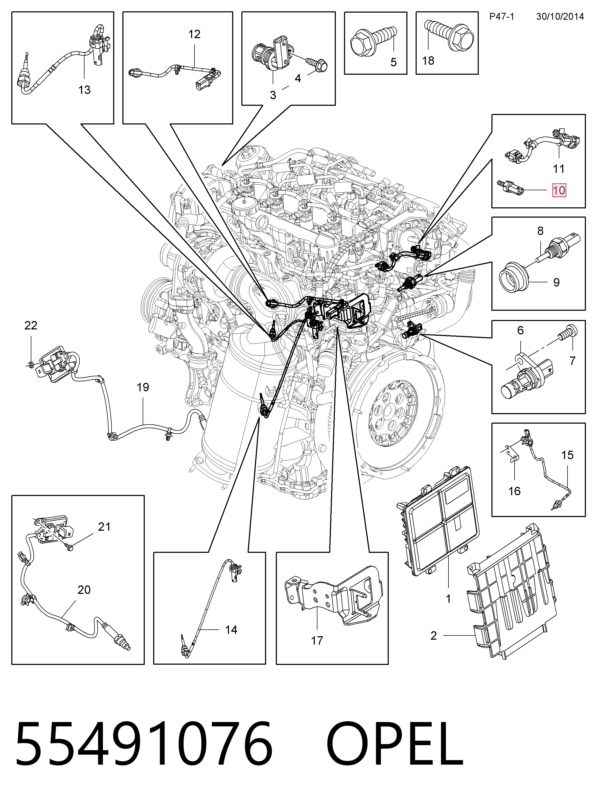 55491076 Peugeot/Citroen Sensor de temperatura do fluido de esfriamento