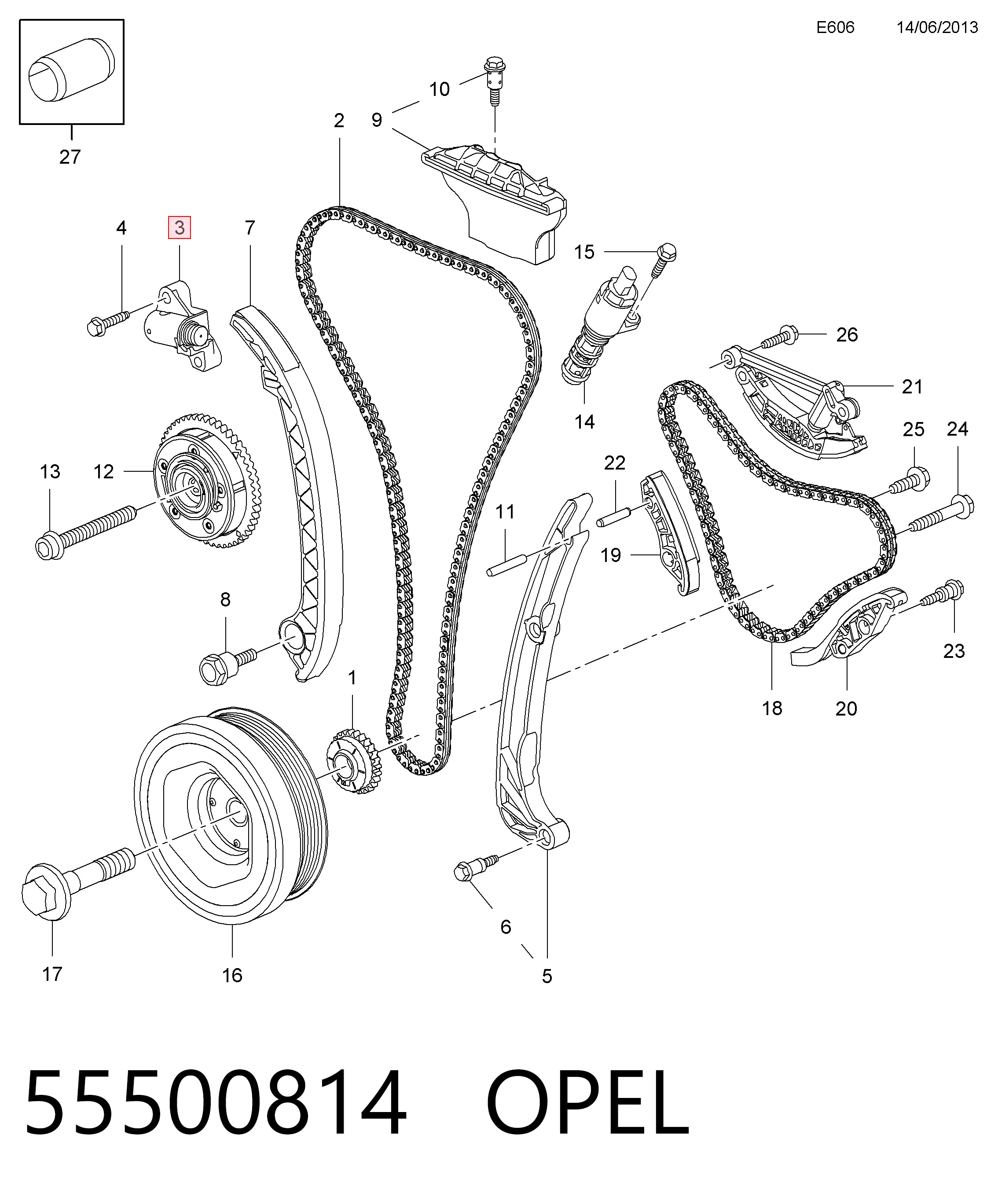 Reguladora de tensão da cadeia do mecanismo de distribuição de gás Opel Astra   ao melhor preço
