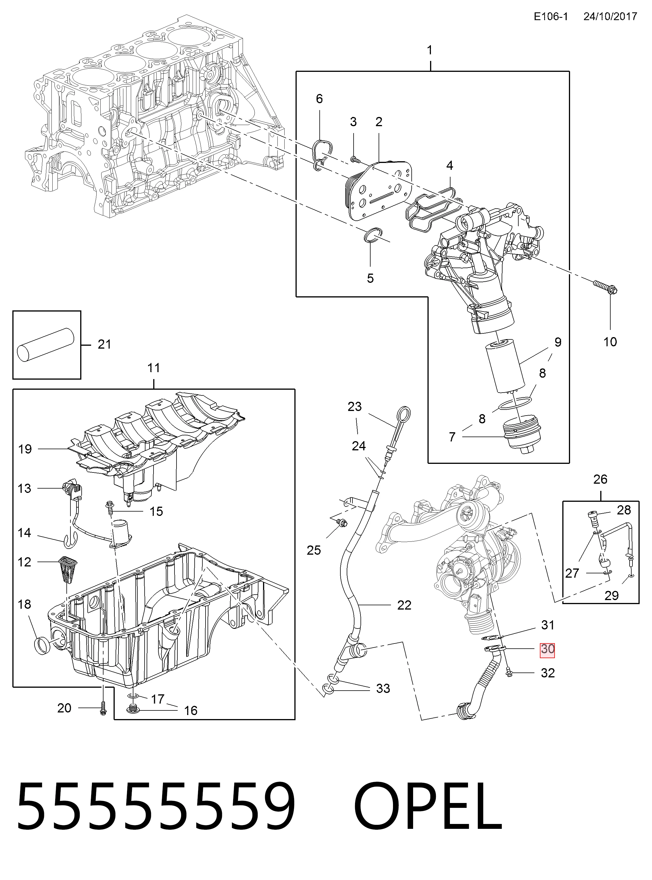 55555559 Opel Tubo (mangueira) de derivação de óleo de turbina