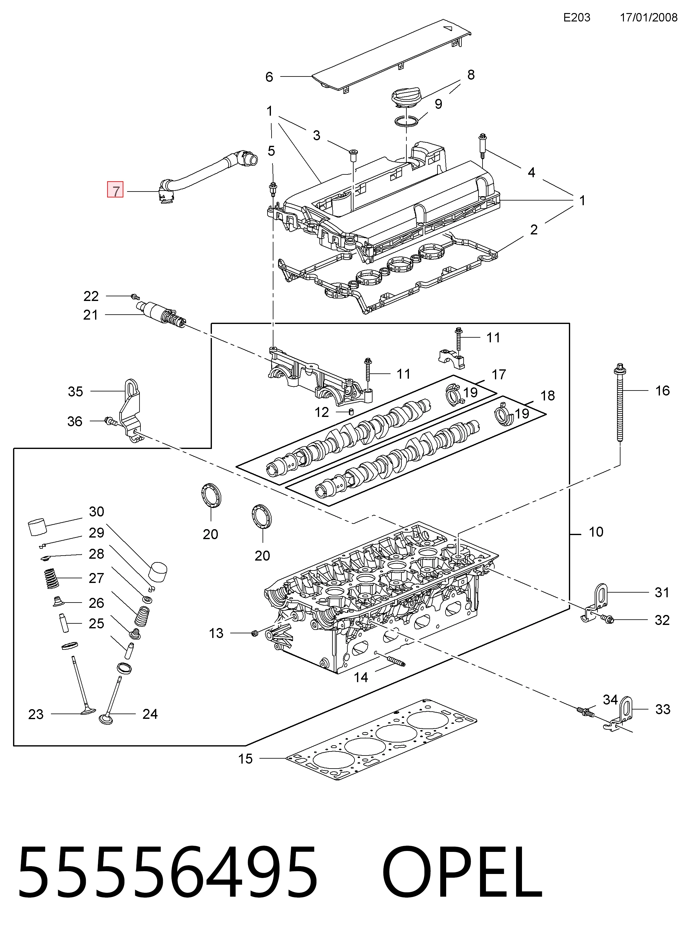 Compre 55556495 Peugeot/Citroen Cano derivado de ventilação de cárter (de separador de óleo)