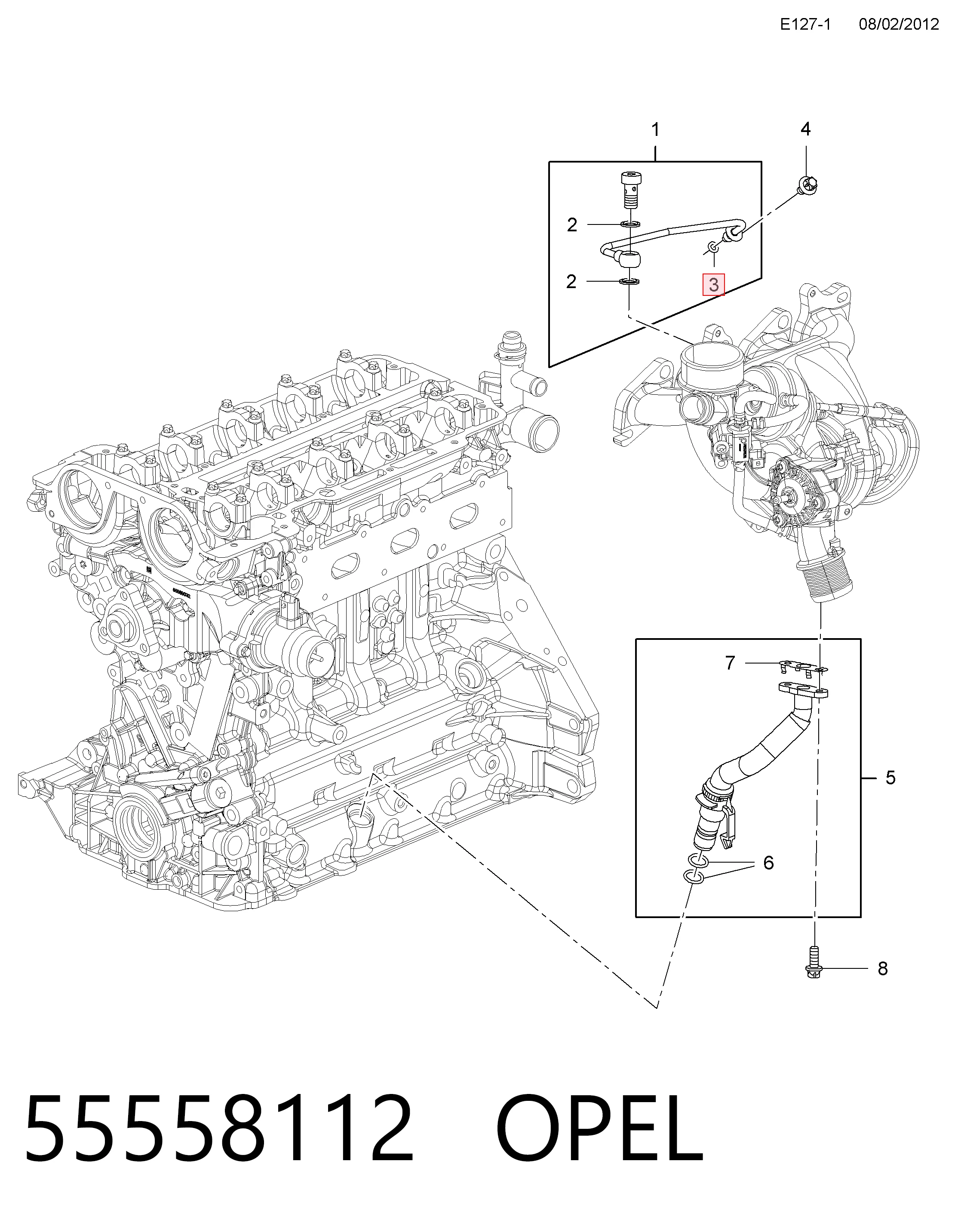 Compre 55558112 Peugeot/Citroen Vedante de mangueira de fornecimento de óleo de turbina