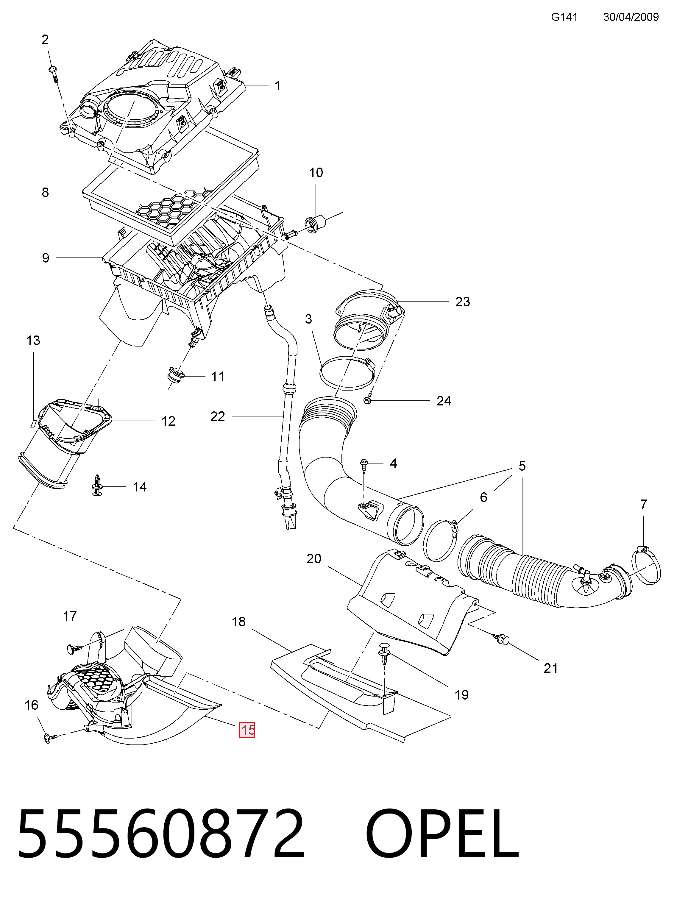  Tomada de ar de filtro de ar Opel Insignia A carrinha (G09) (2008 - 2017) A