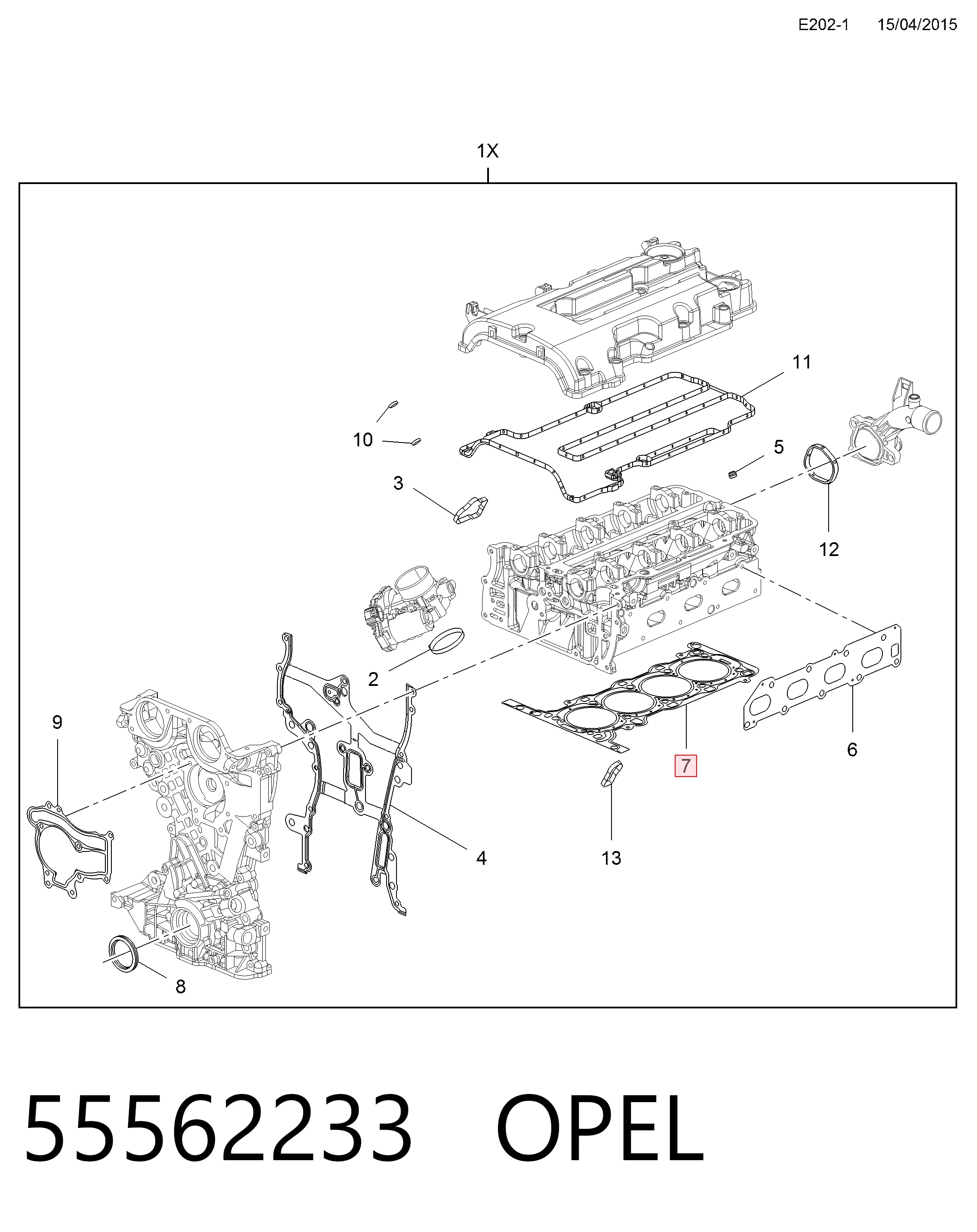Vedante de cabeça de motor (CBC) Chevrolet Cruze  J300