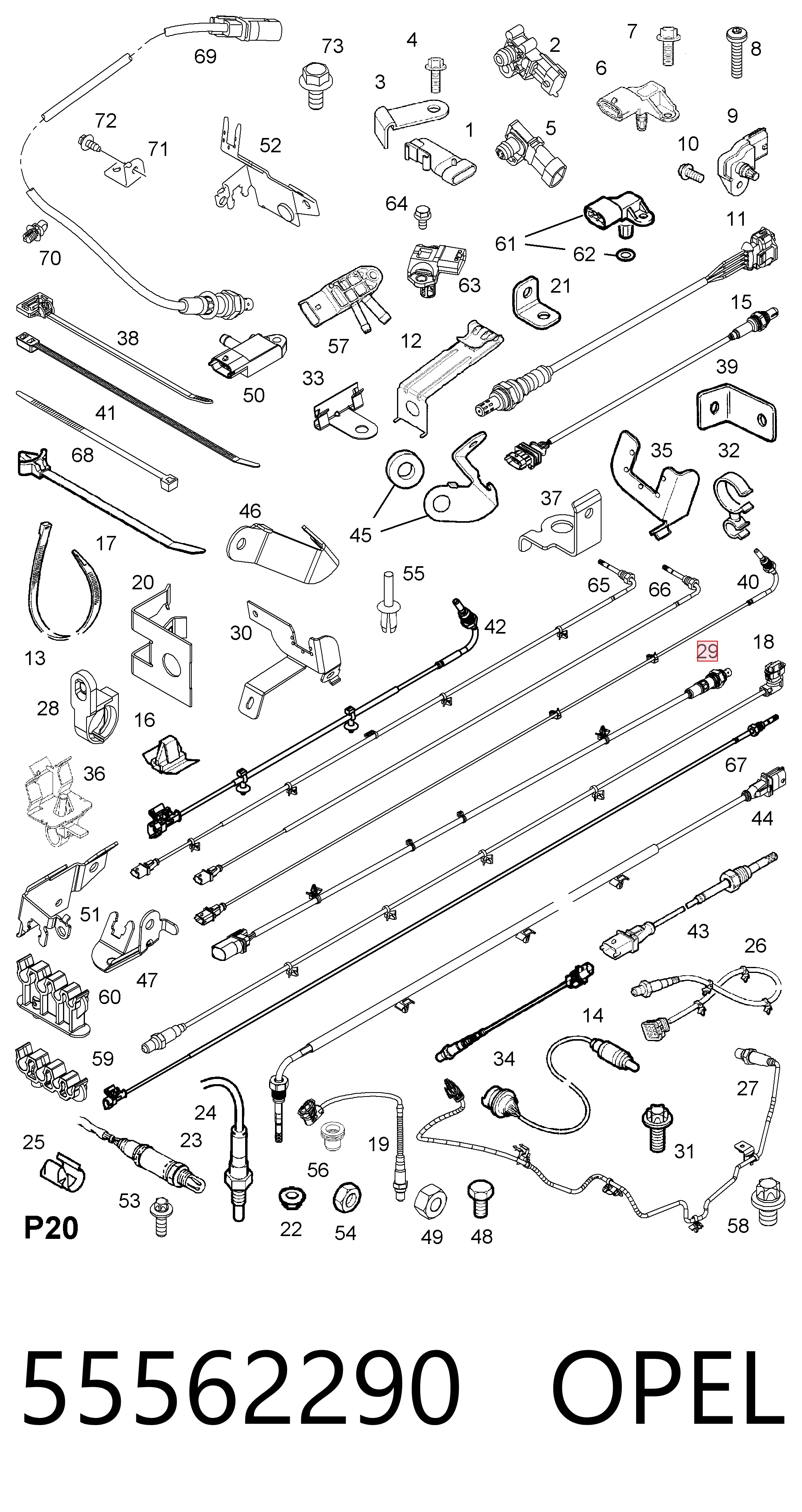 55562290 Opel Sonda lambda, sensor de oxigênio até o catalisador