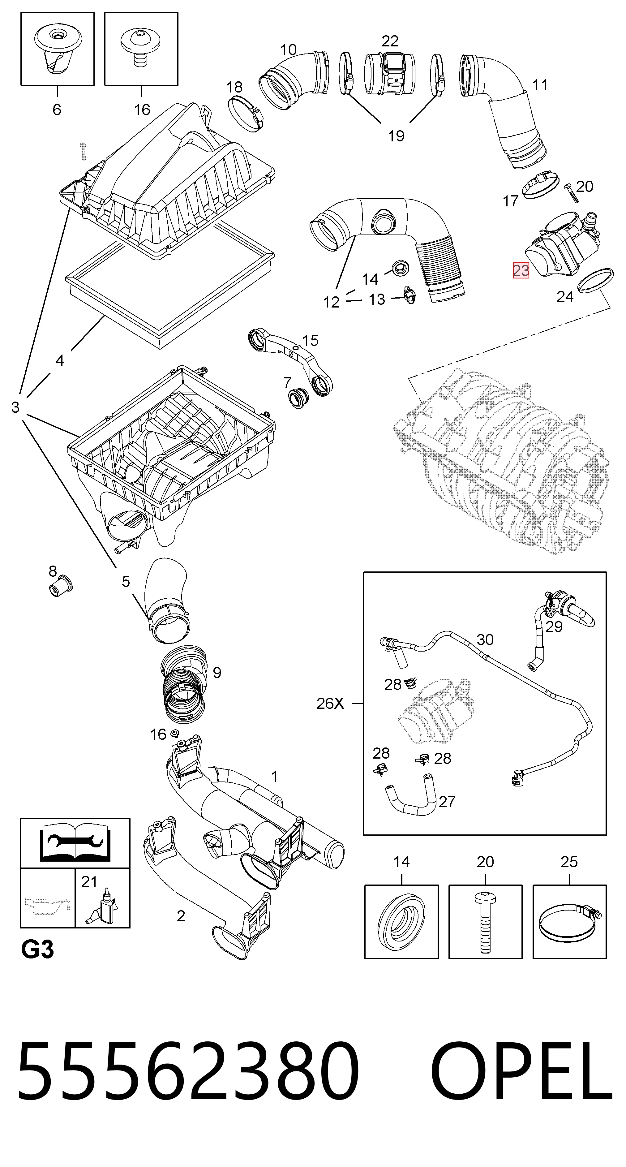 55562380 Opel Válvula de borboleta montada