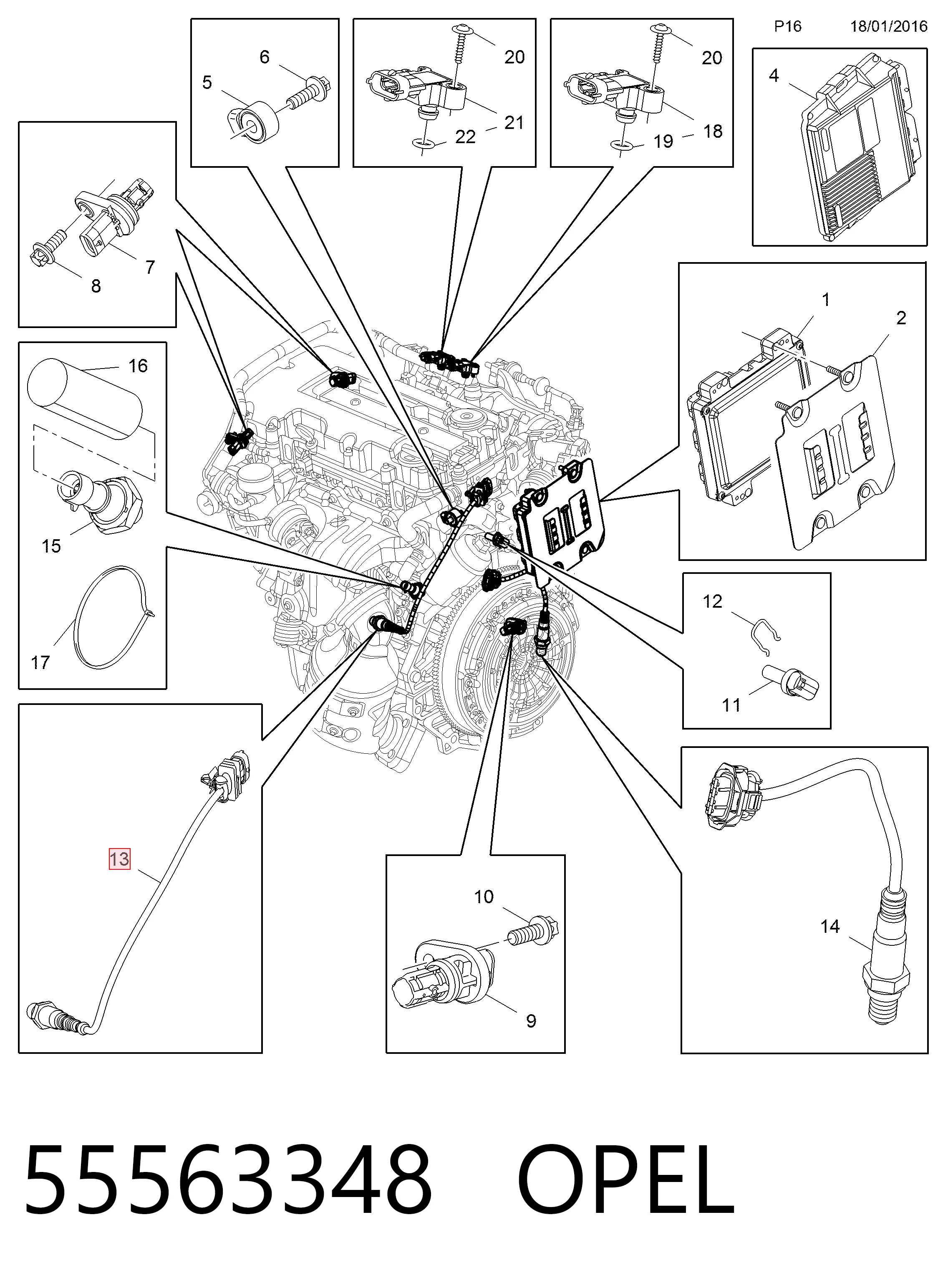 55563348 Opel Sonda lambda, sensor de oxigênio