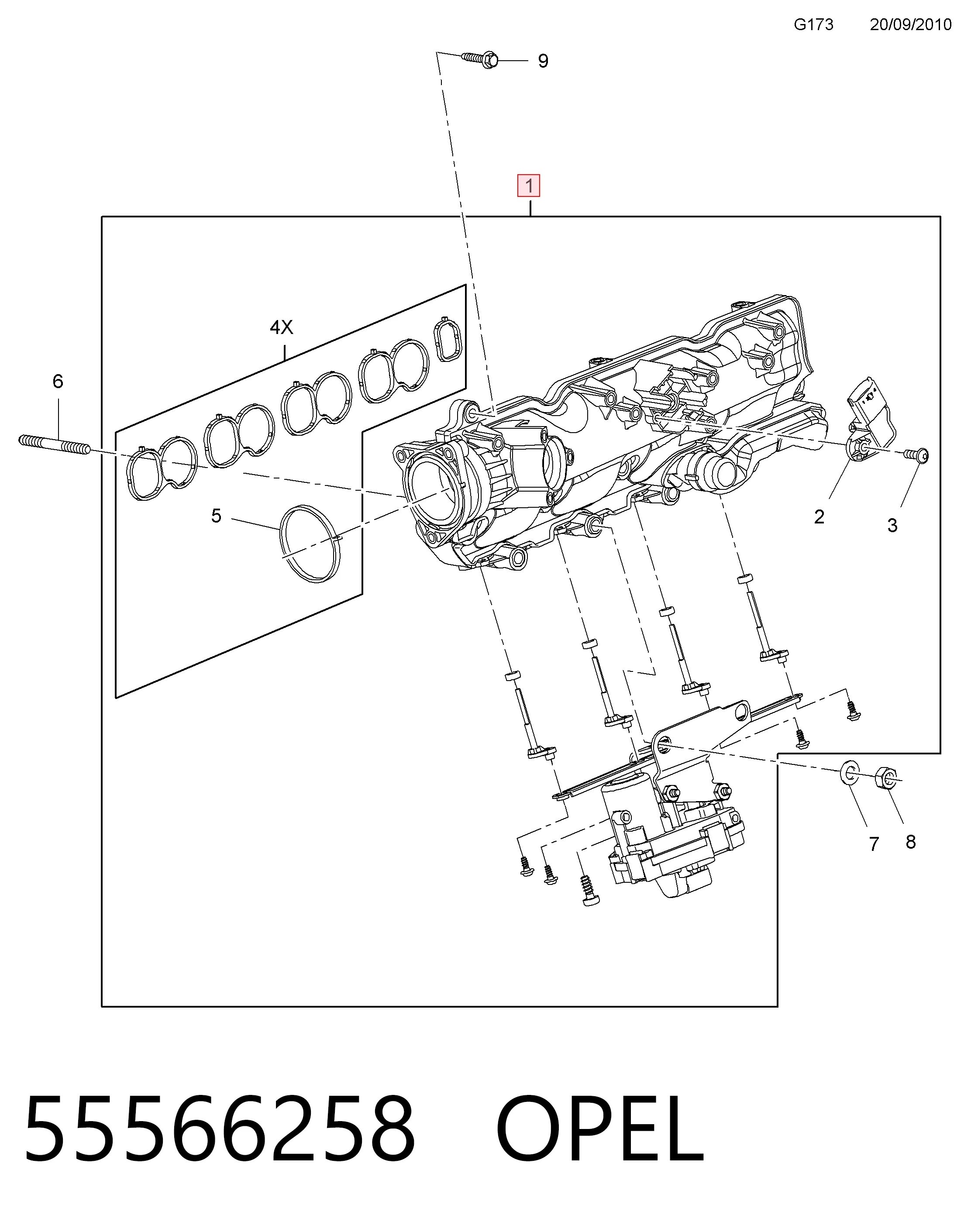 55566258 Opel Tubo coletor de admissão