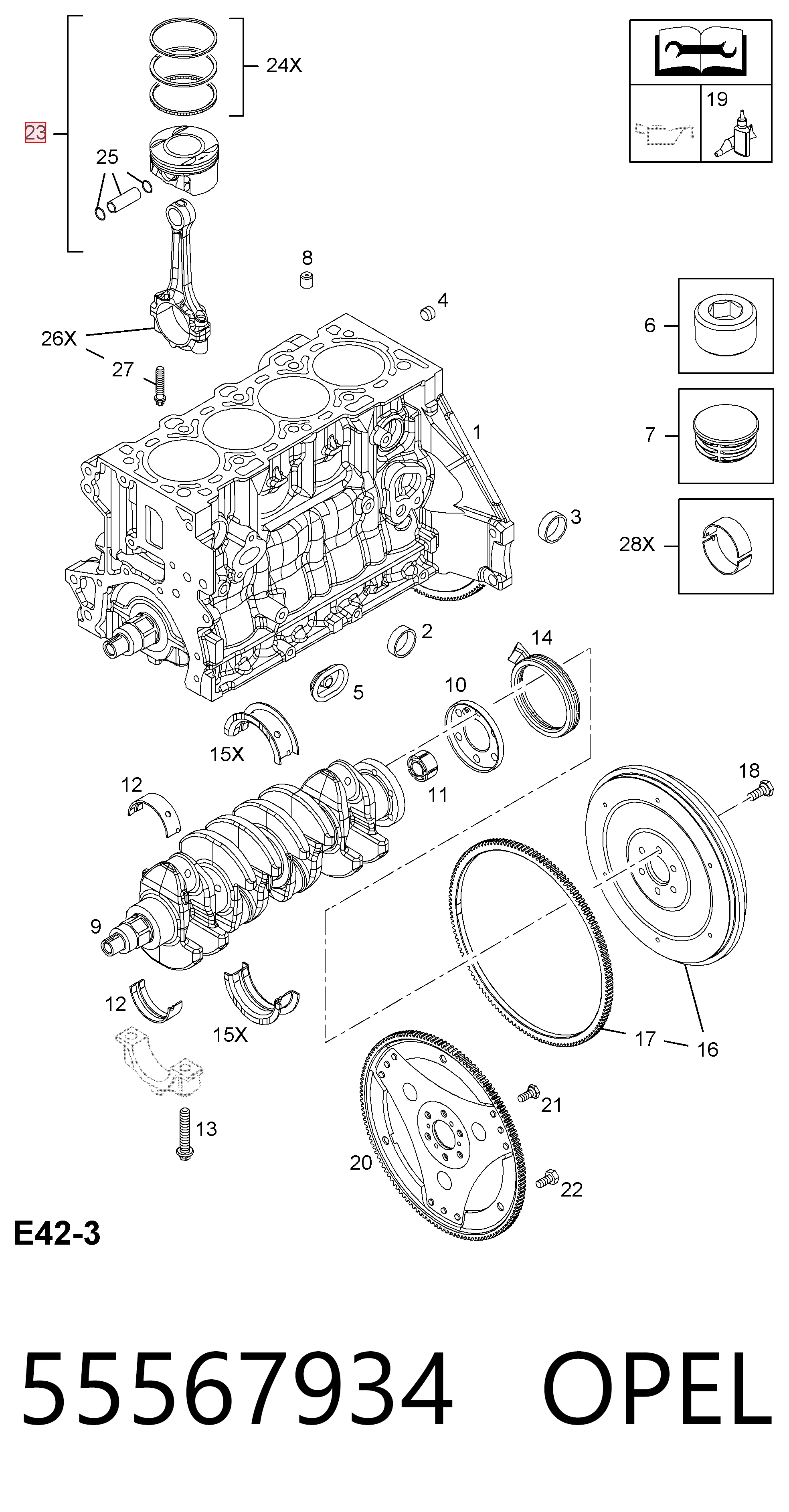 Pistão do kit para 1 cilindro, STD 55567934 Peugeot/Citroen