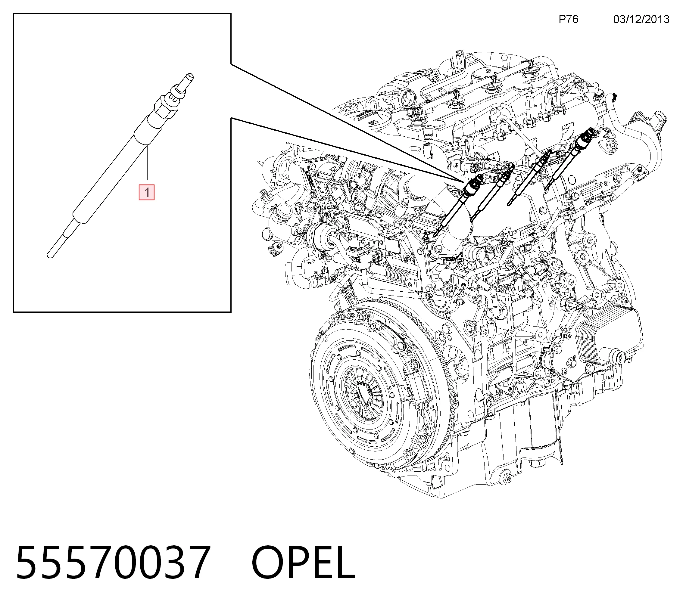55570037 Opel Vela de incandescência