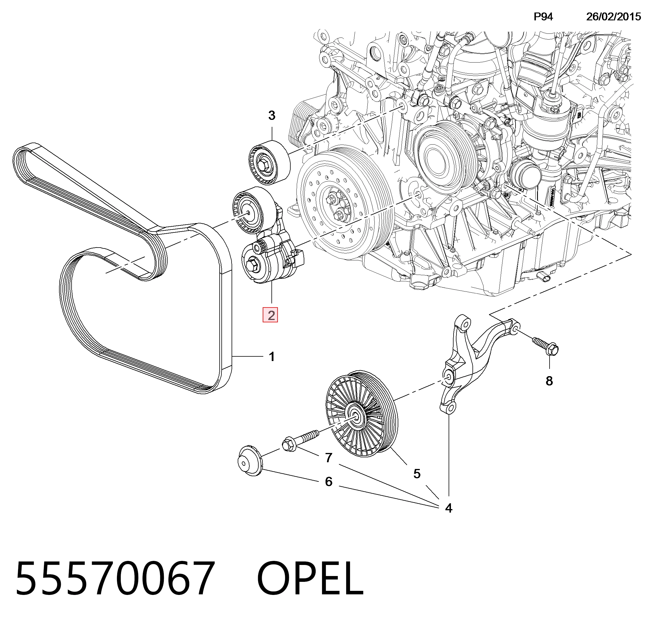 Reguladora de tensão da correia de transmissão General Motors 55517140