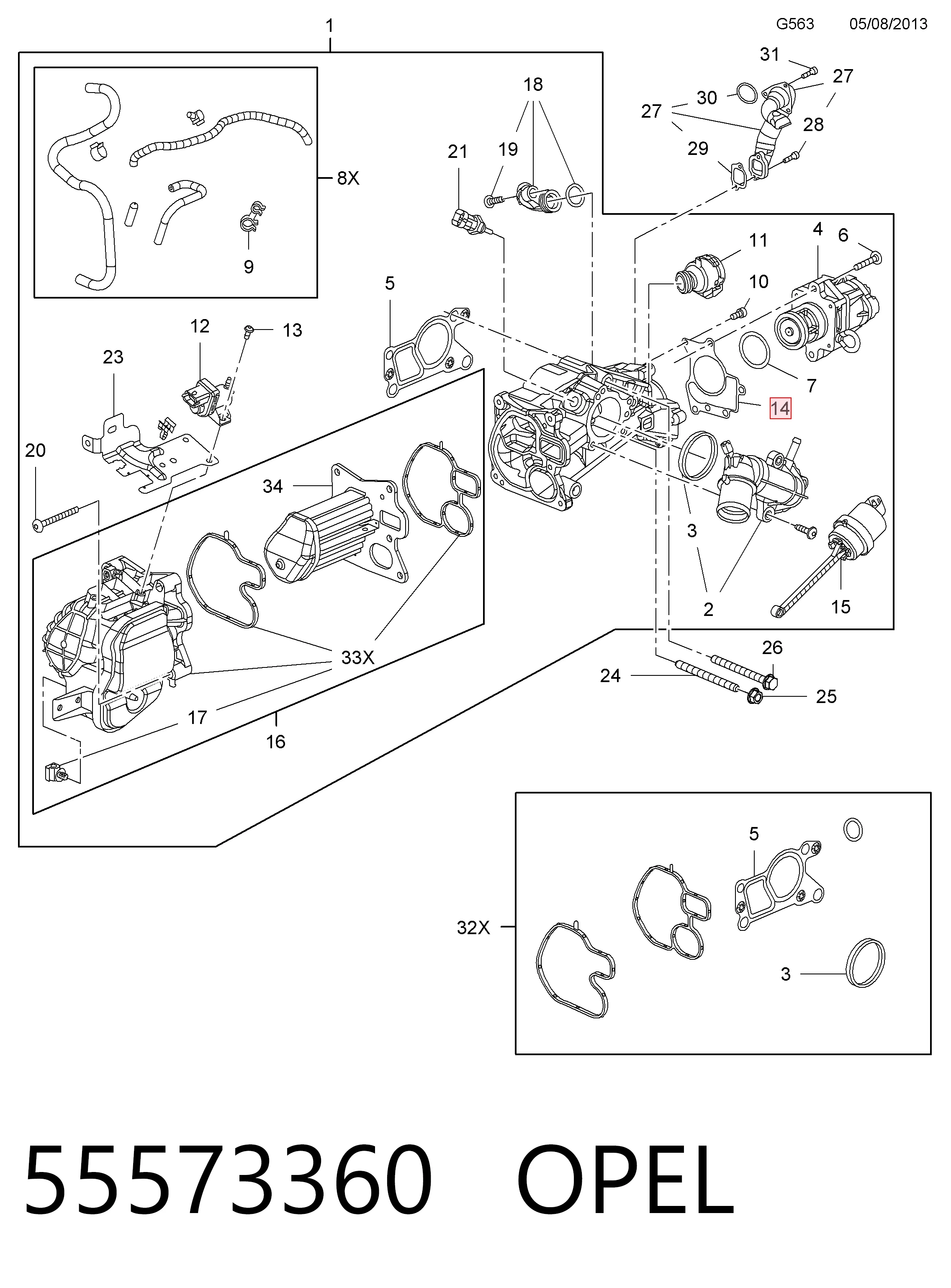 55573360 Peugeot/Citroen Vedante de válvula EGR de recirculação