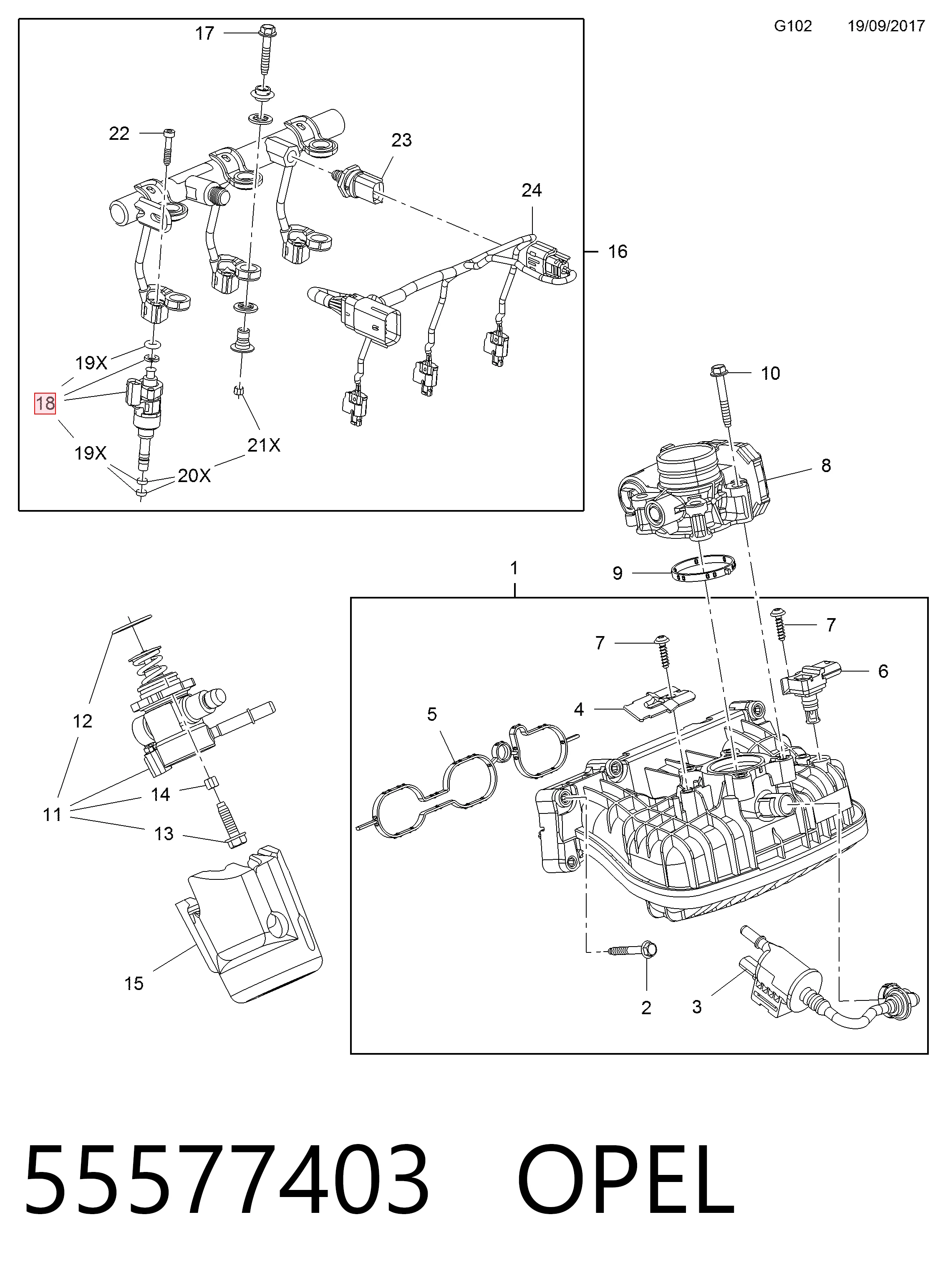 55577403 Opel Injetor de injeção de combustível
