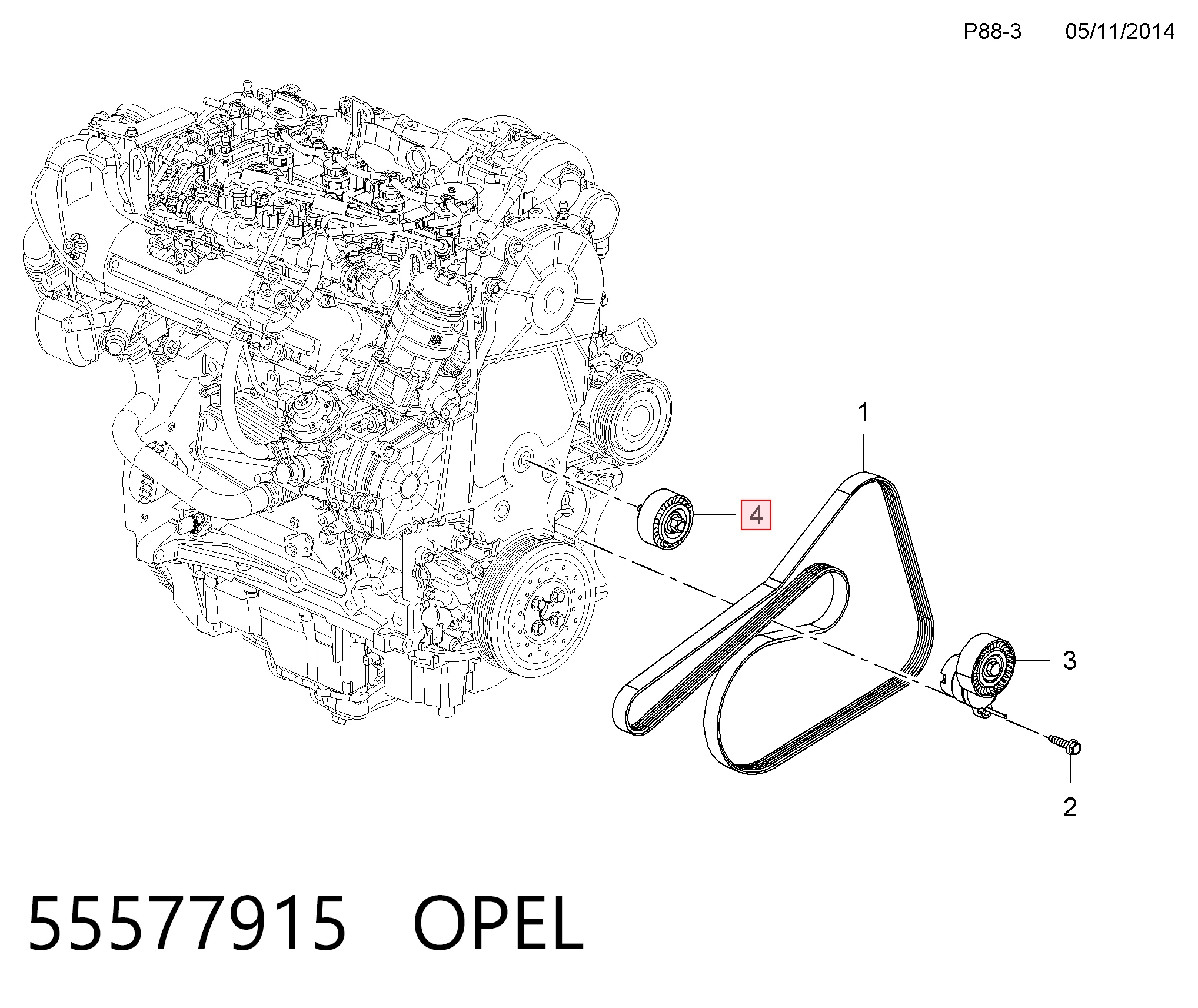 Compre 55577915 General Motors Rolo parasita da correia de transmissão