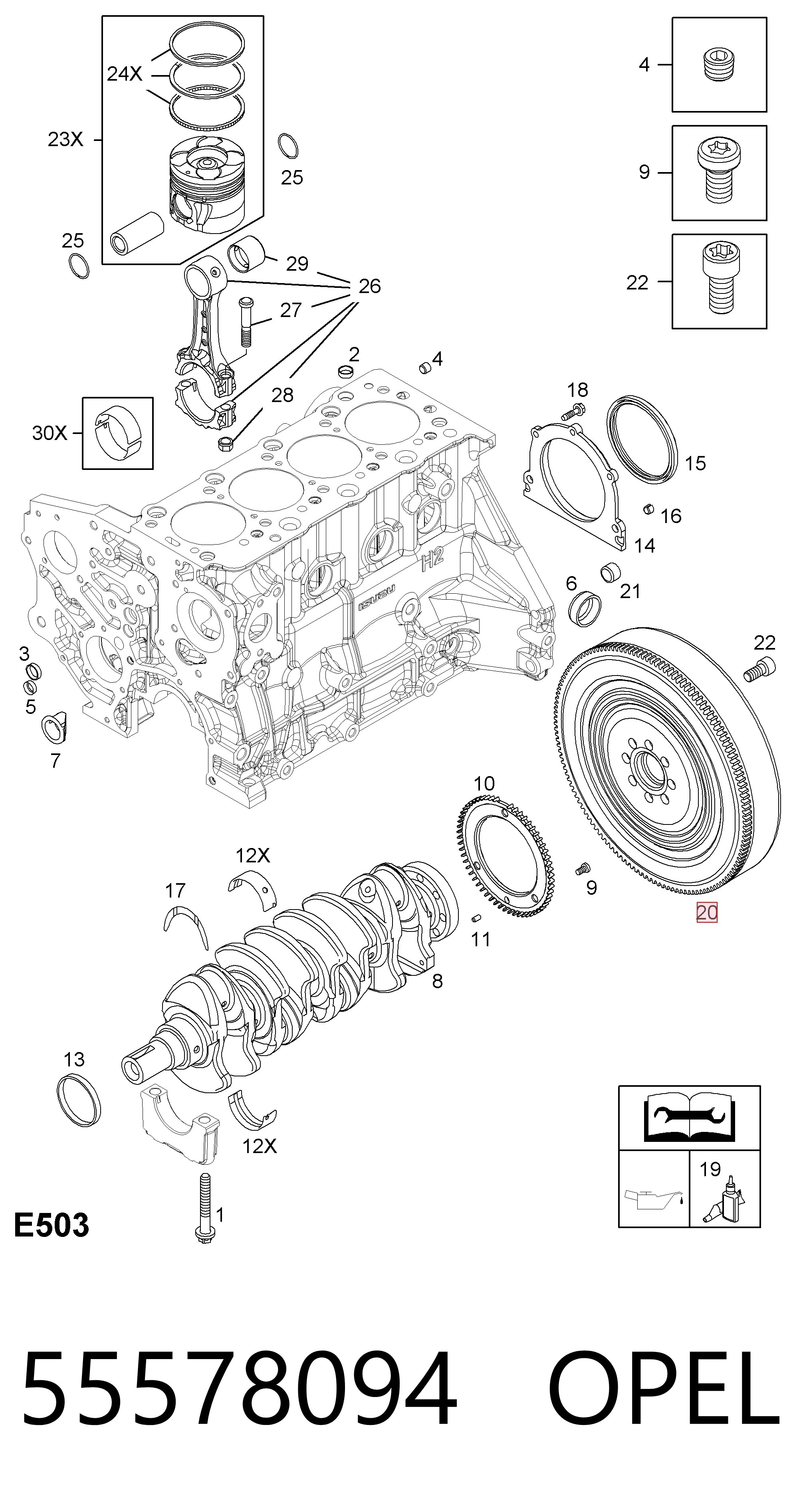 55578094 Peugeot/Citroen Volante de motor