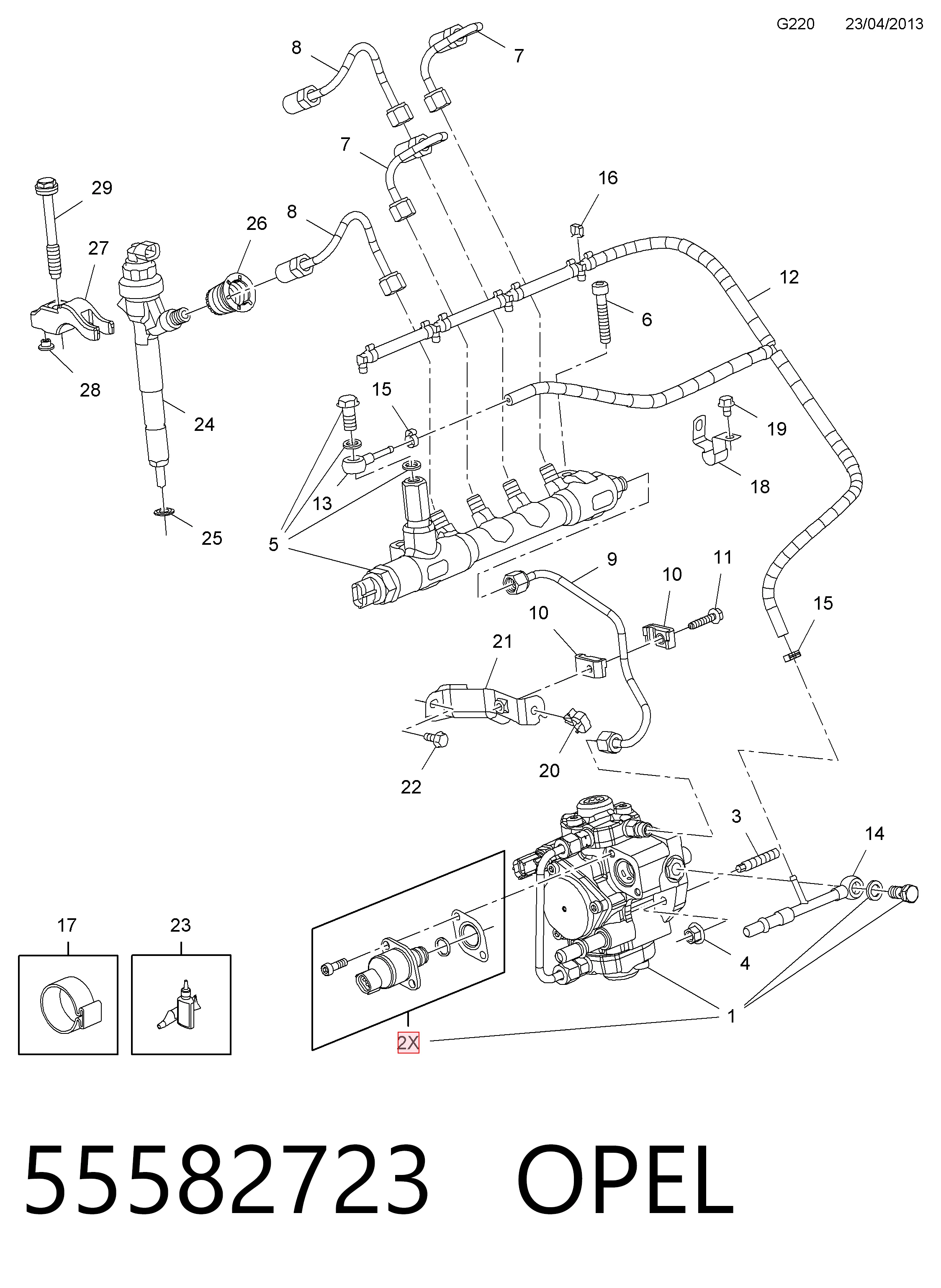 55582723 Opel Válvula de regulação de pressão (válvula de redução da Bomba de Combustível de Pressão Alta) Common-Rail-System